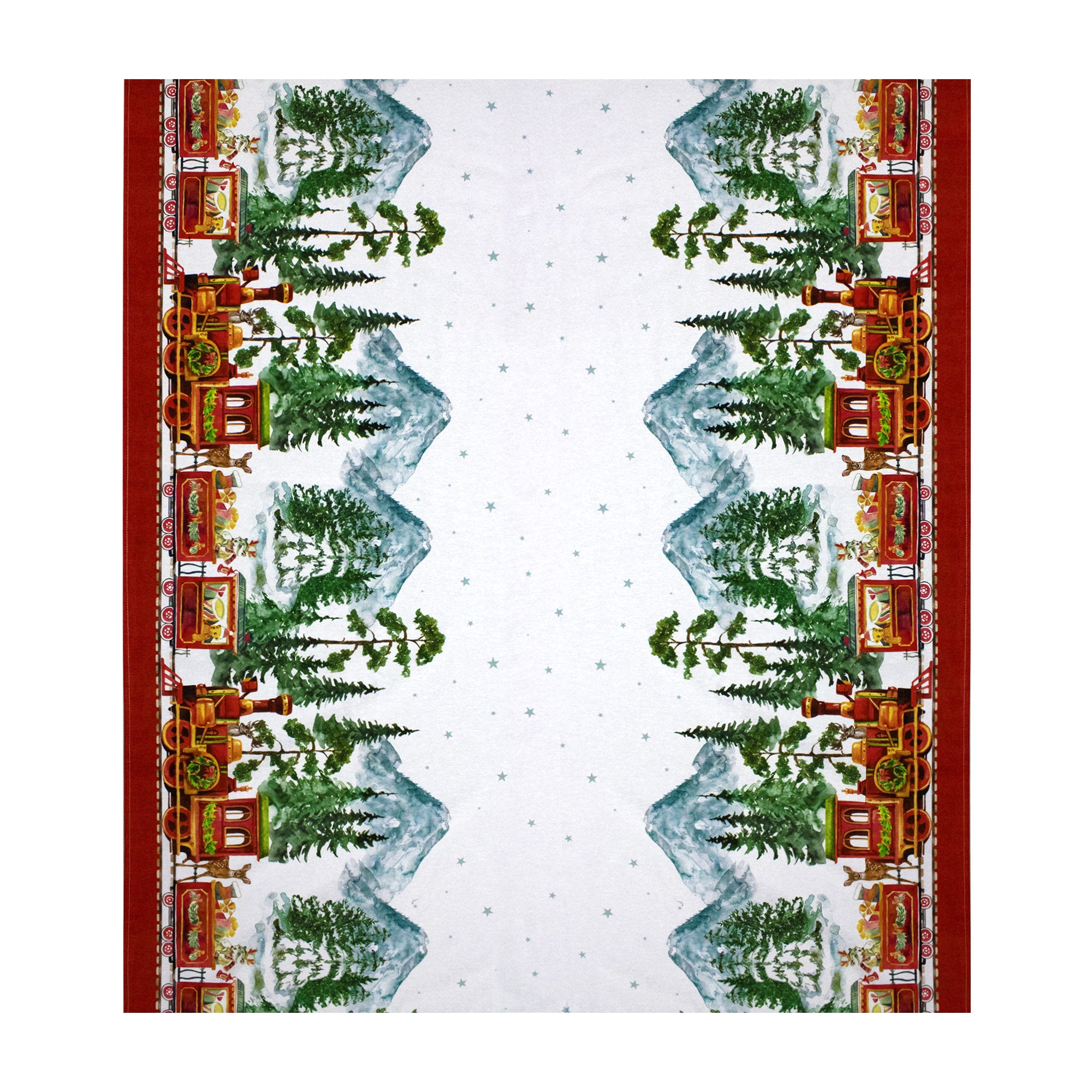 Tovaglia Natalizia 6 posti copritavolo cotone stampato Trenino 6894