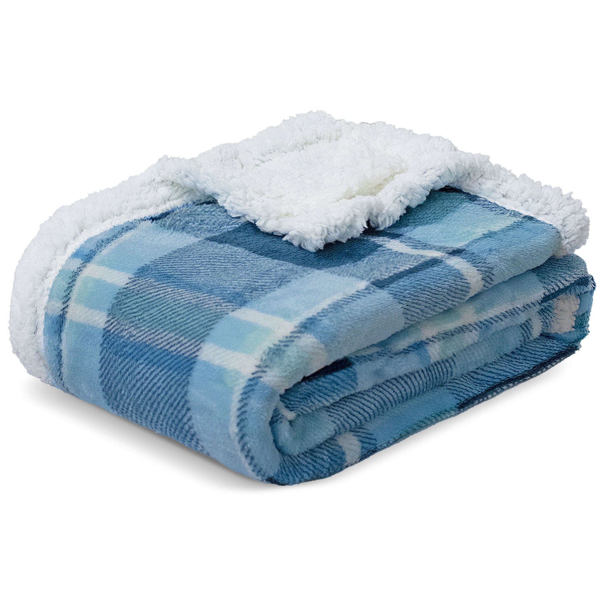 Coperta Plaid agnellato disegno Tartan in flannel ricciolino varie misure 6918