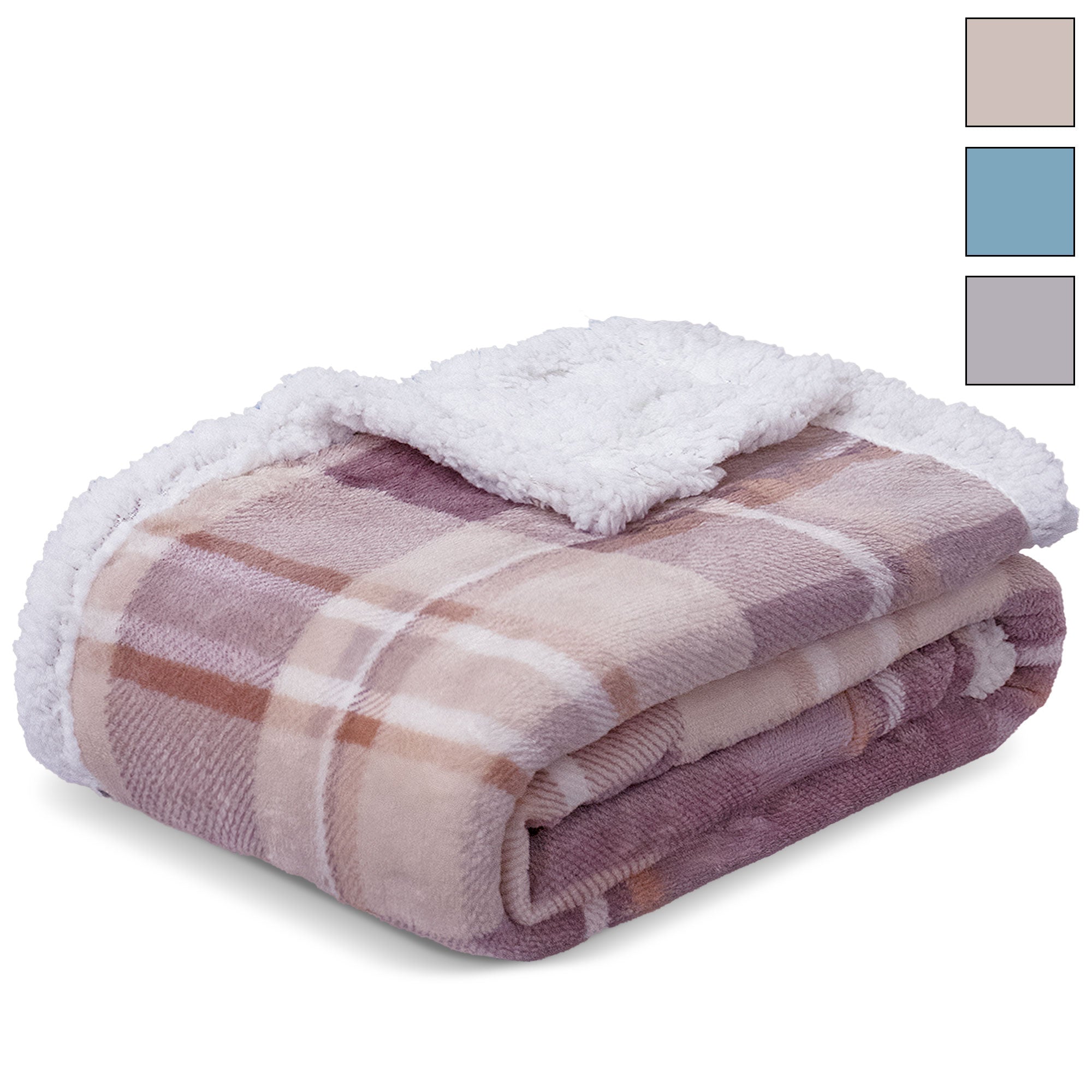 Coperta Plaid agnellato disegno Tartan in flannel ricciolino varie misure 6918