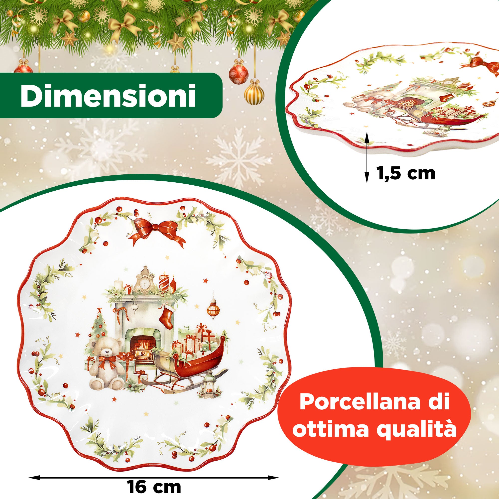 Vintage Porzellan Weihnachts-Dessertteller Weihnachtsbaum 6940