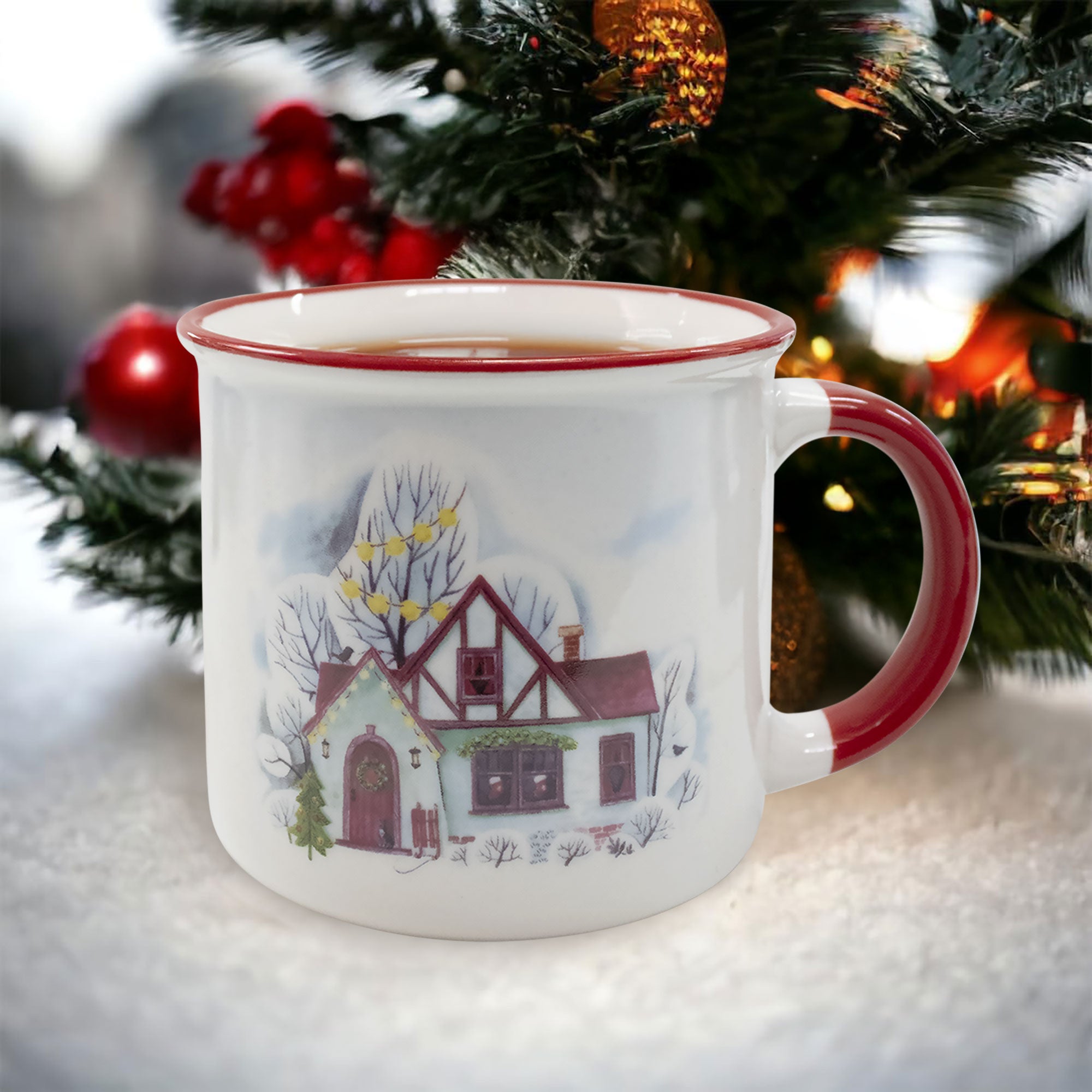 Tazza natalizia vintage Mug con manico Decoro di Natale in ceramica 6942