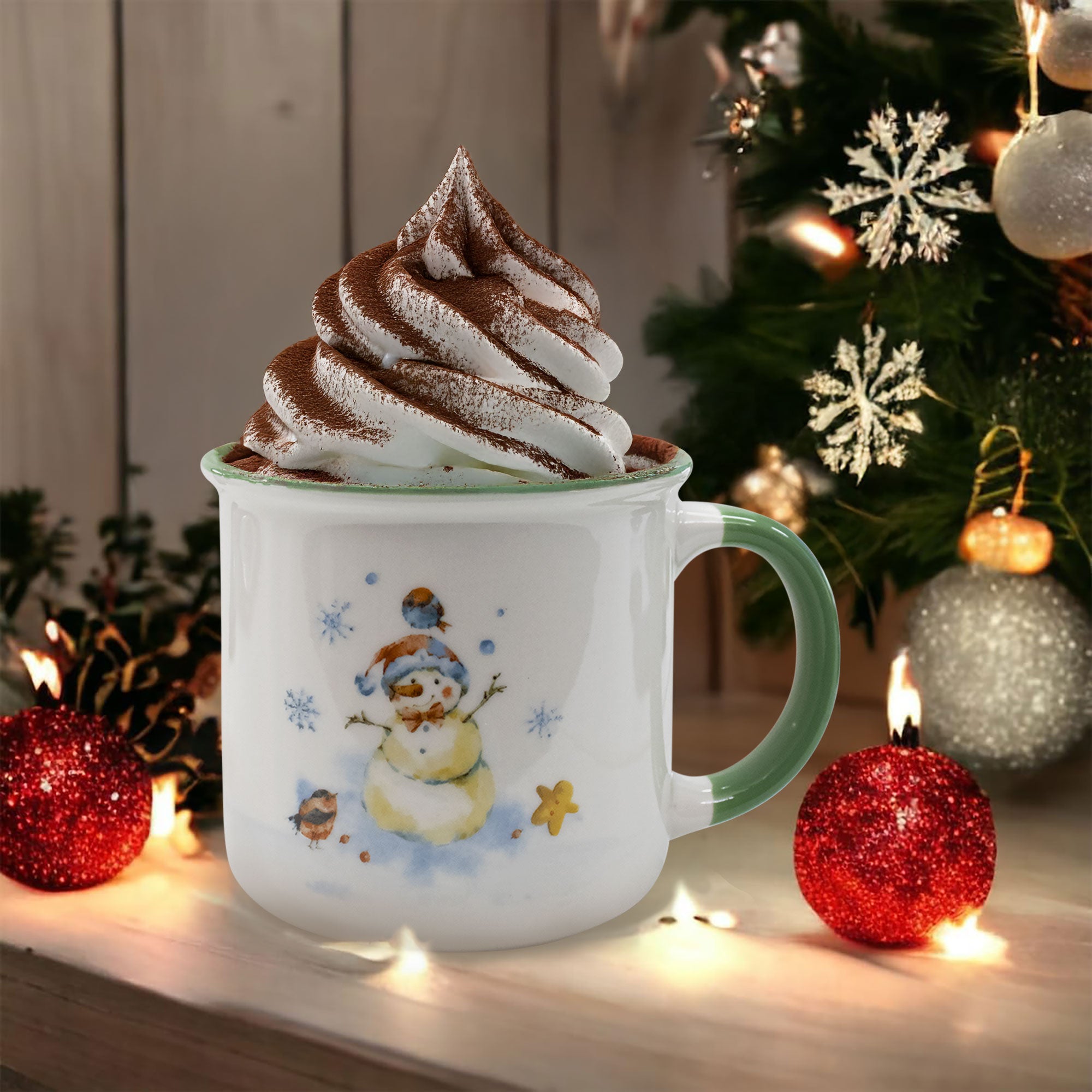 Tazza natalizia vintage Mug con manico Decoro di Natale in ceramica 6942