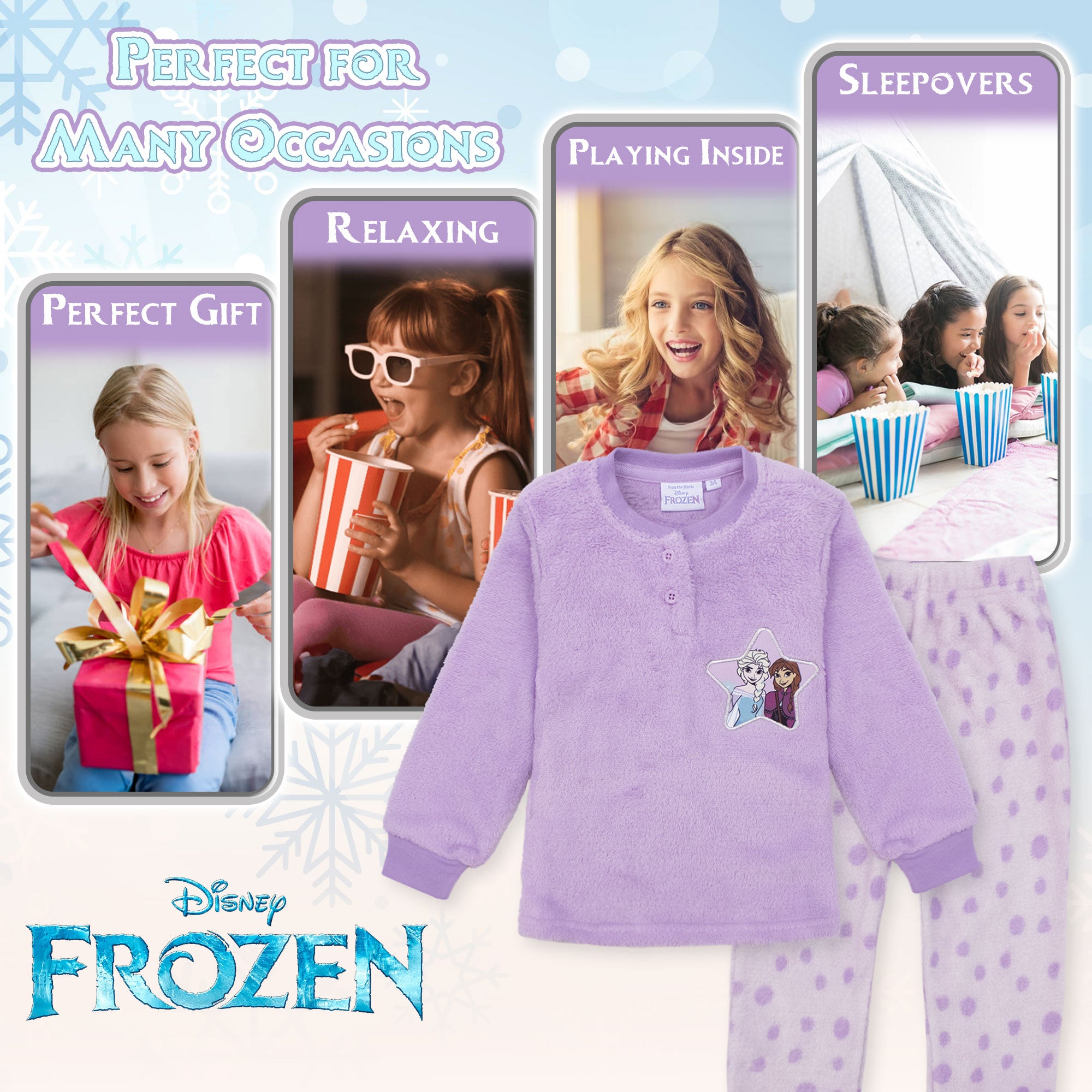 Pigiama Disney Frozen Elsa e Anna in pile invernale per bambina 6958