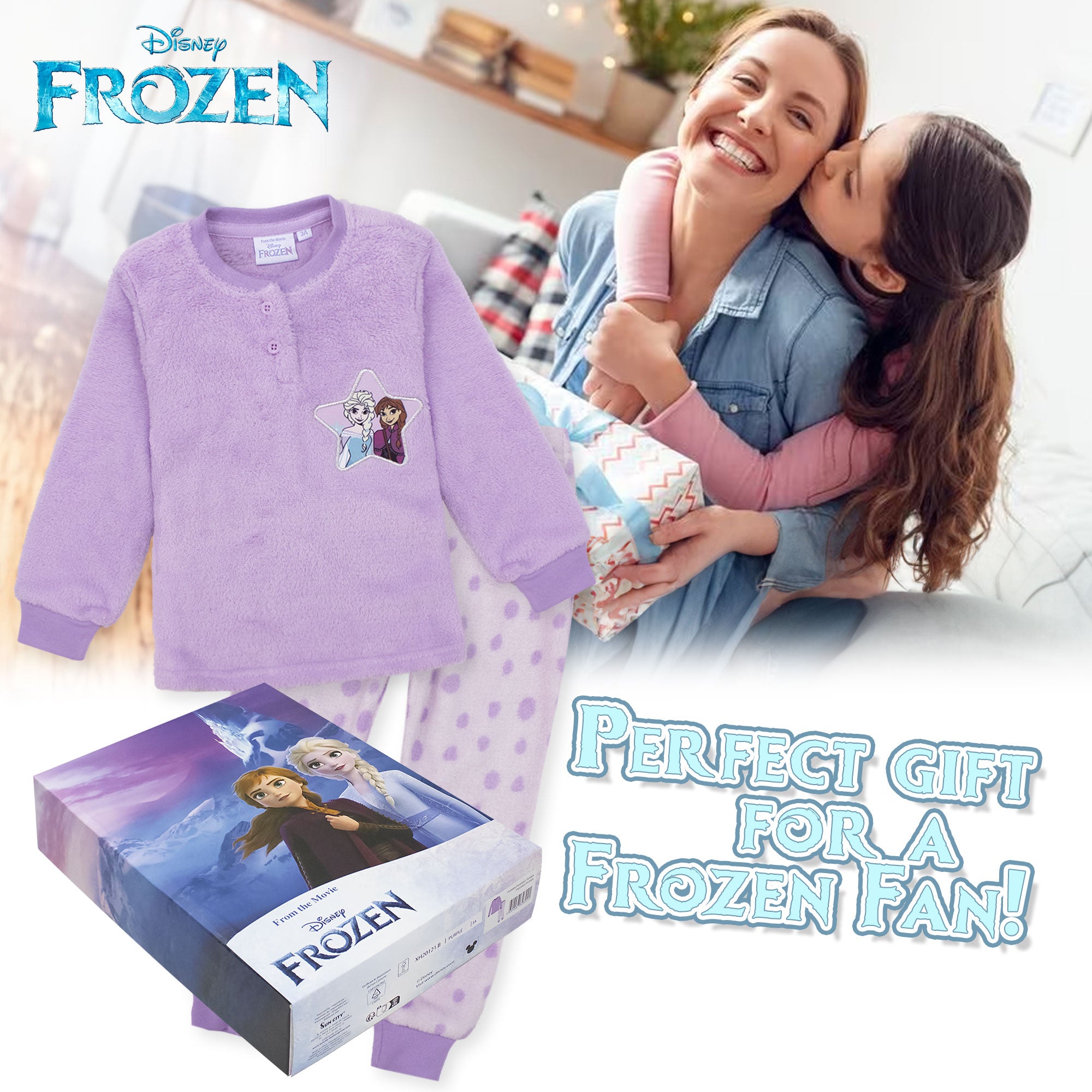 Pigiama Disney Frozen Elsa e Anna in pile invernale per bambina 6958