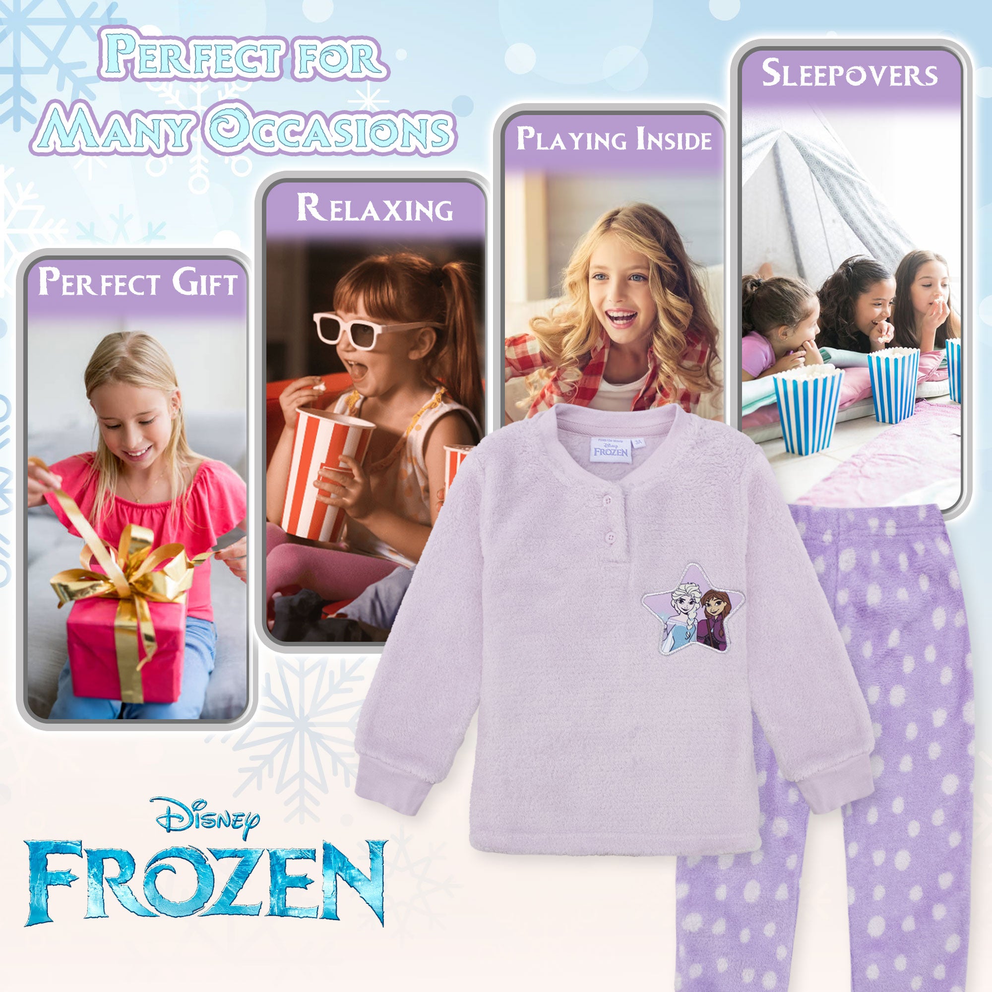 Pigiama Disney Frozen Elsa e Anna in pile invernale per bambina 6958