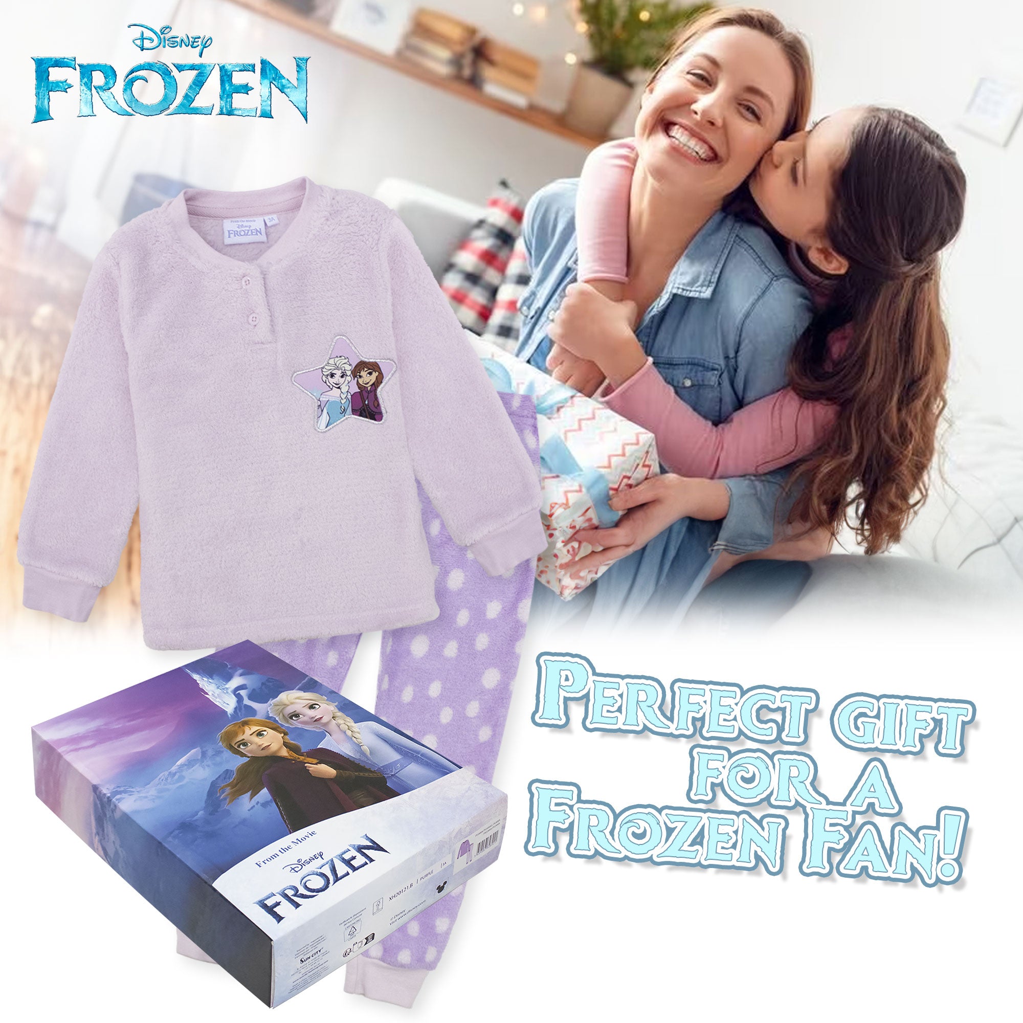 Pigiama Disney Frozen Elsa e Anna in pile invernale per bambina 6958