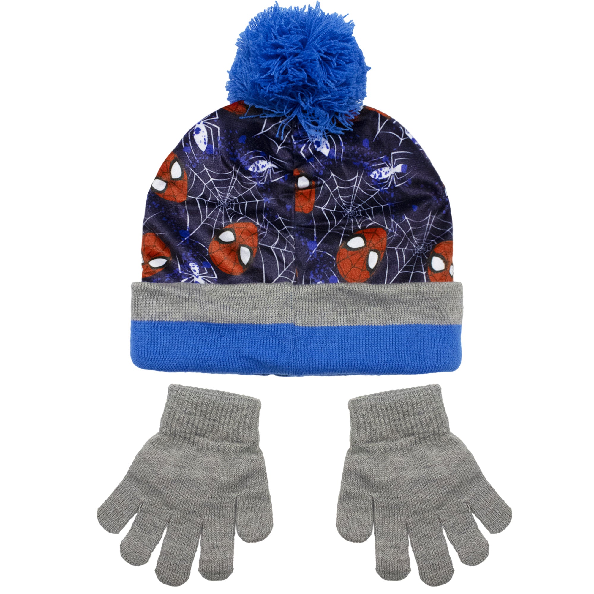 Cappello e guanti Spiderman per bambino cappellino pon pon Cappello e guanti Spiderman per bambino cappellino pon pon