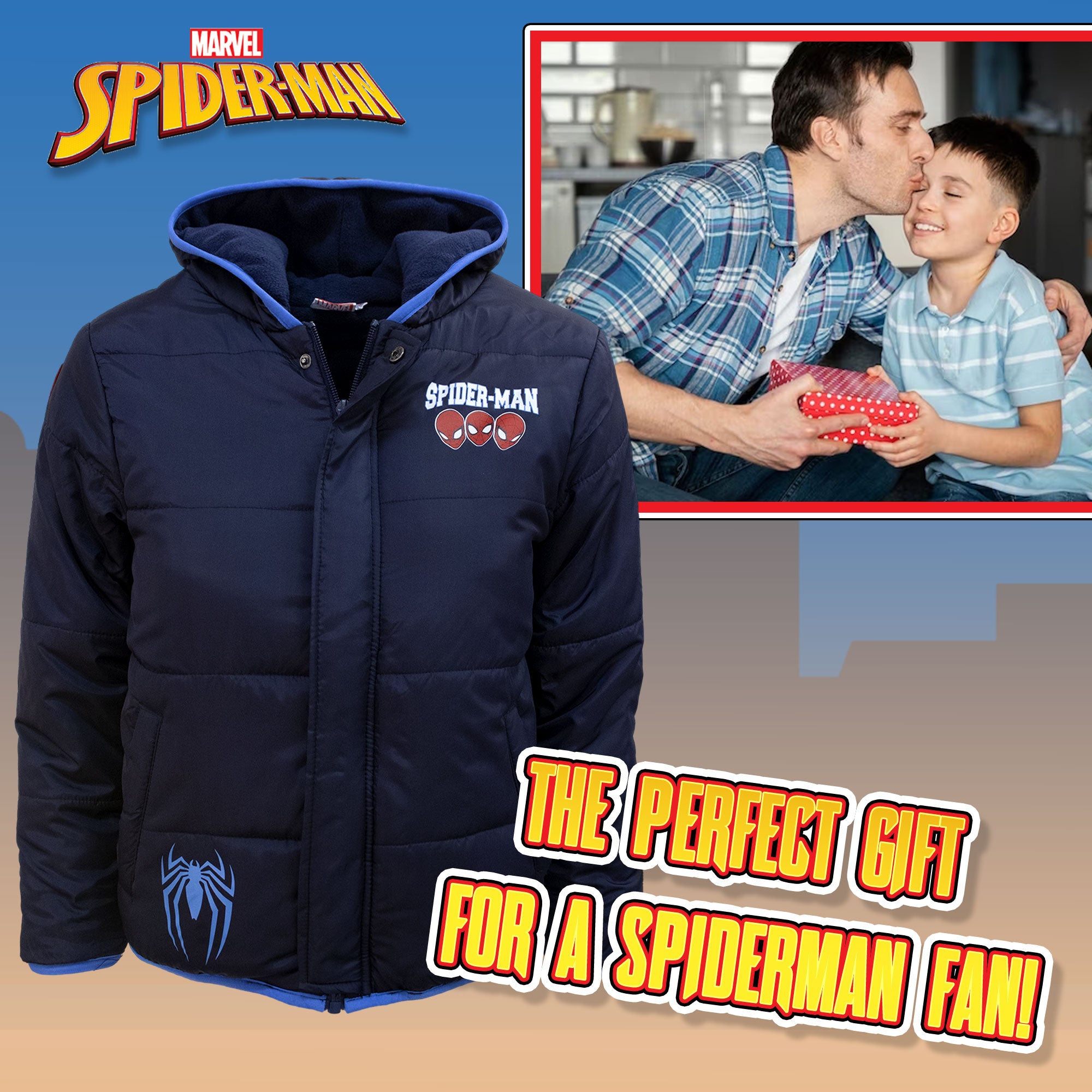 Giubbotto Spiderman per bambino piumino imbottito giacca invernale 6966