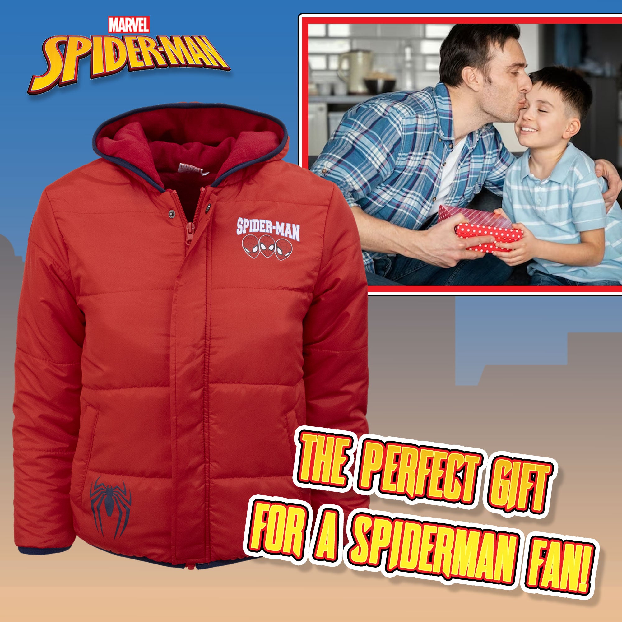 Giubbotto Spiderman per bambino piumino imbottito giacca invernale 6966