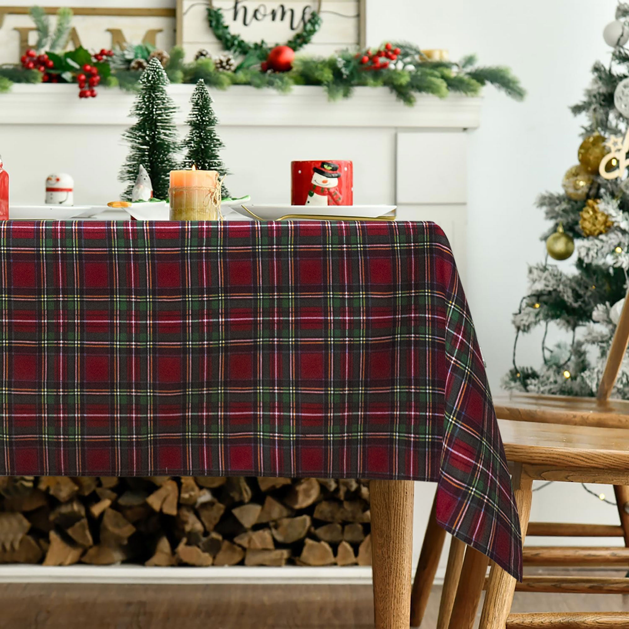 Tovaglia Natalizia Tartan loneta con runner Natale varie misure 6969