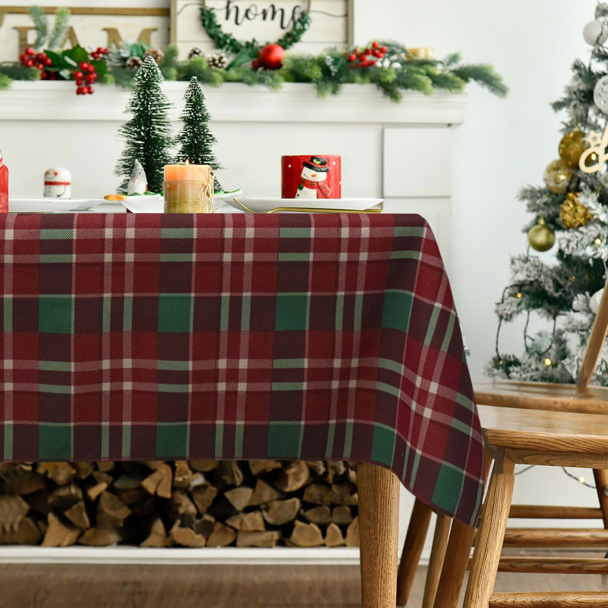 Tovaglia Natalizia Tartan loneta con runner Natale varie misure 6969