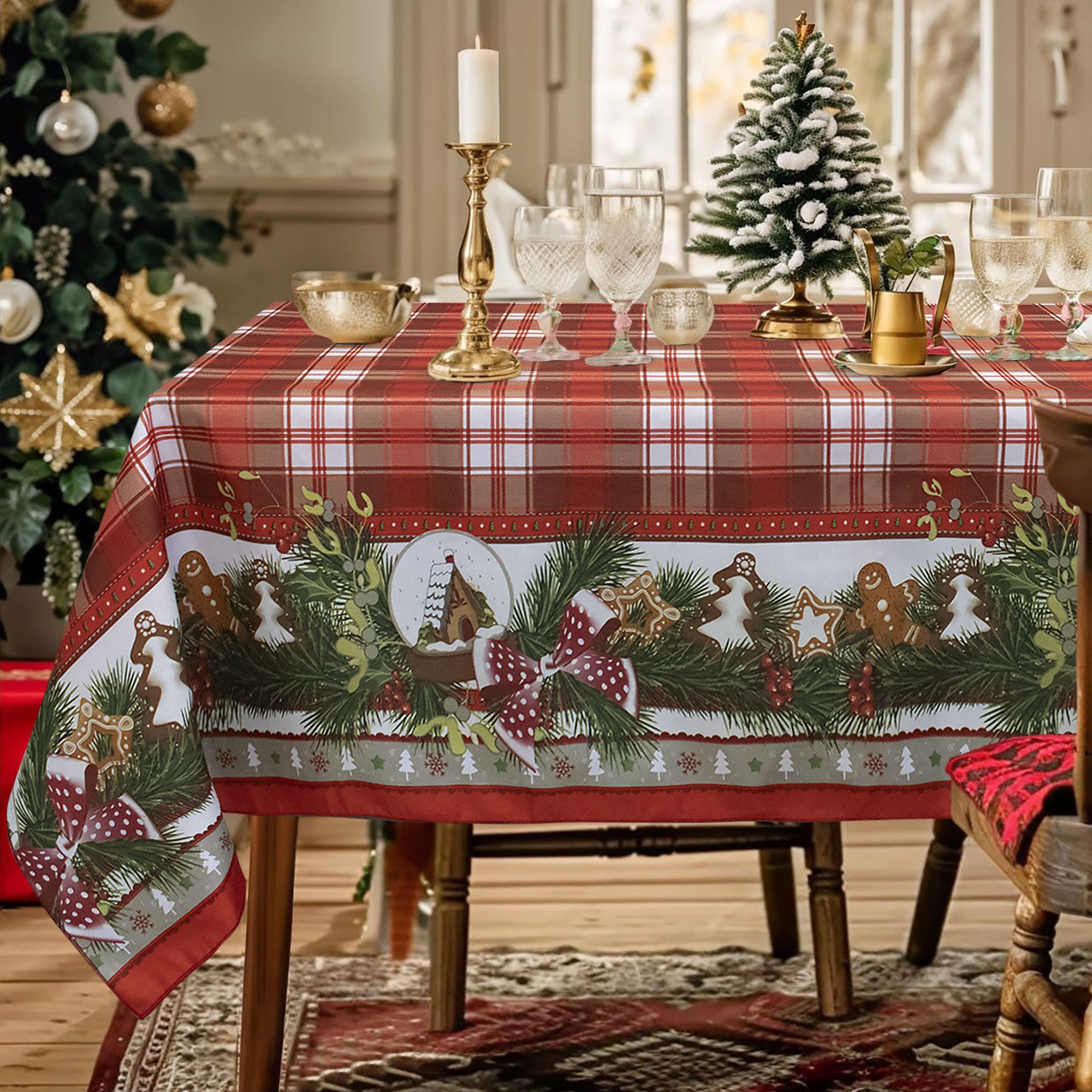 Tovaglia Natalizia antimacchia no stiro Copritavolo Natale varie misure 6980