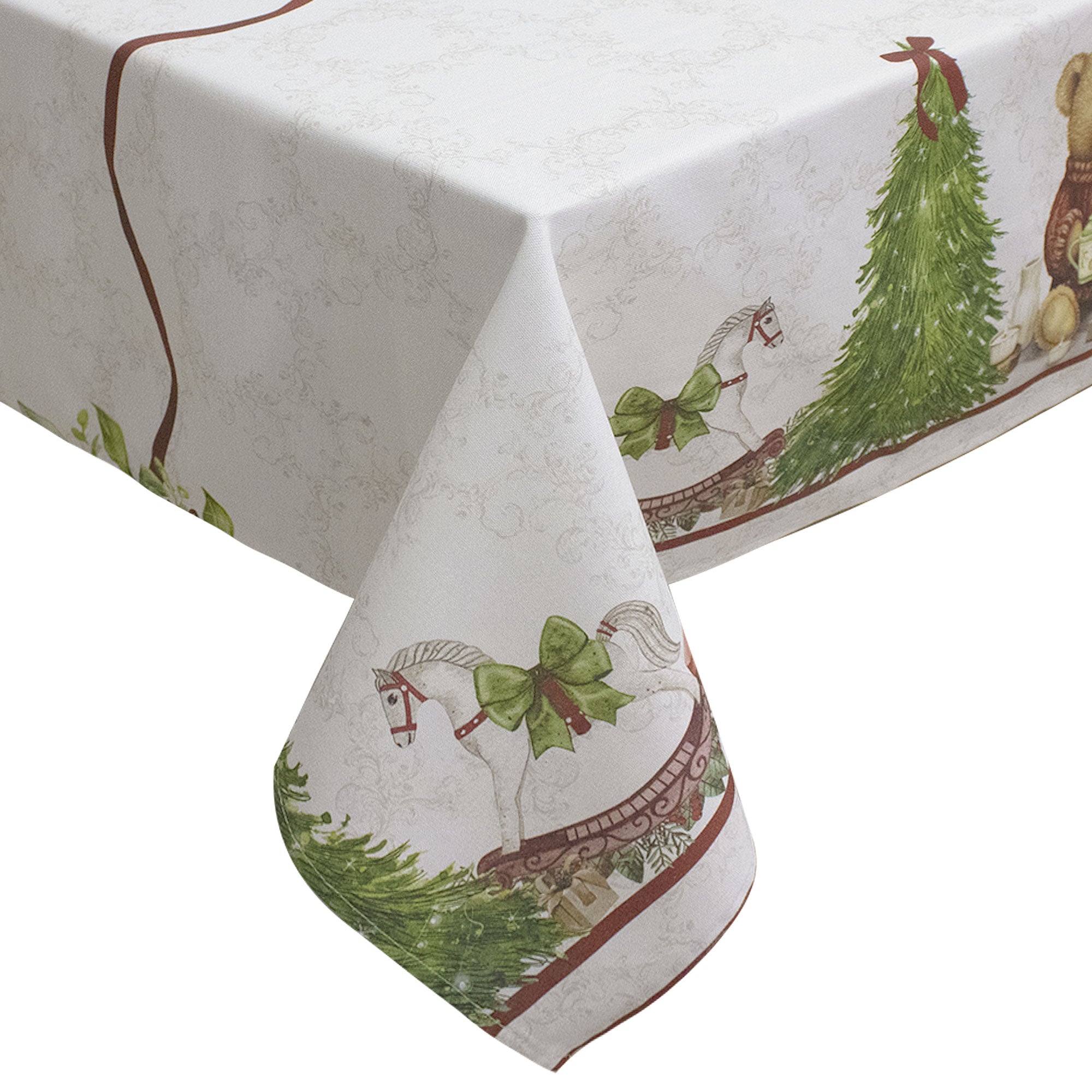 Tovaglia Natalizia 24 posti copritavolo cotone stampato Ghirlanda di Natale 6981