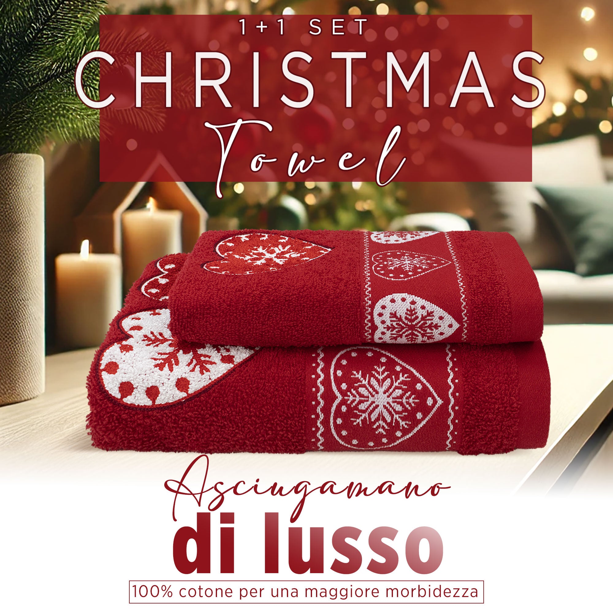 Asciugamani spugna natalizie -Lanterne - Vanità Corredi Asciugamani spugna natalizie -Lanterne - Vanità Corredi
