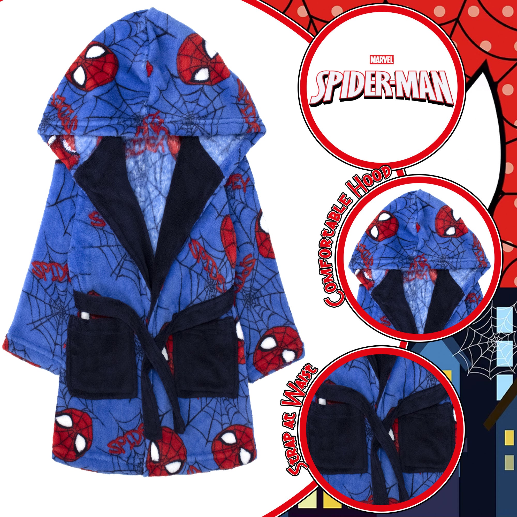 Accappatoio MARVEL SPIDERMAN Blu taglia 1-6 anni 8916 030SP02 Accappatoio MARVEL SPIDERMAN Blu taglia 1-6 anni 8916 030SP02