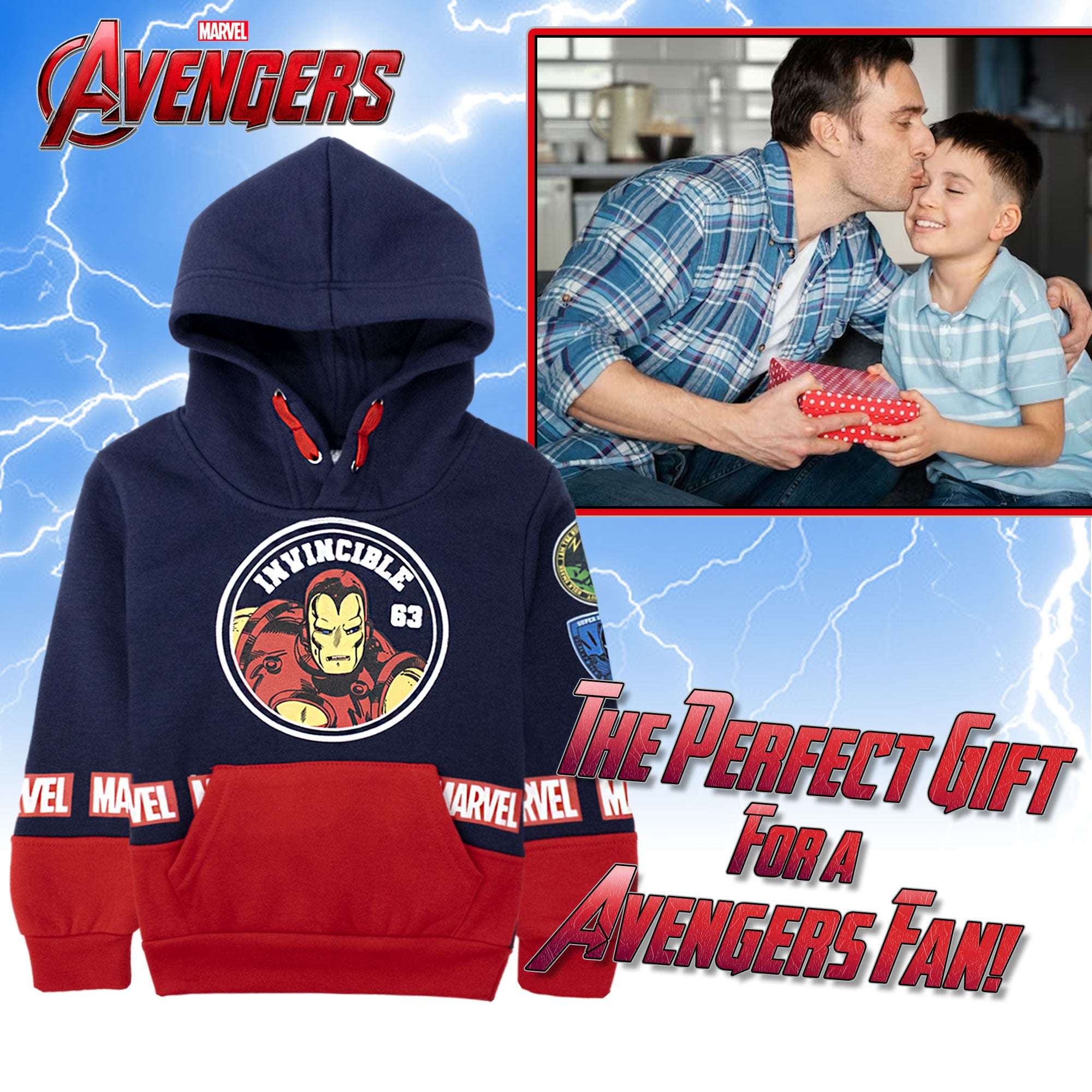Felpa Marvel Avengers per bambino con cappuccio a maniche lunghe bimbo 6999