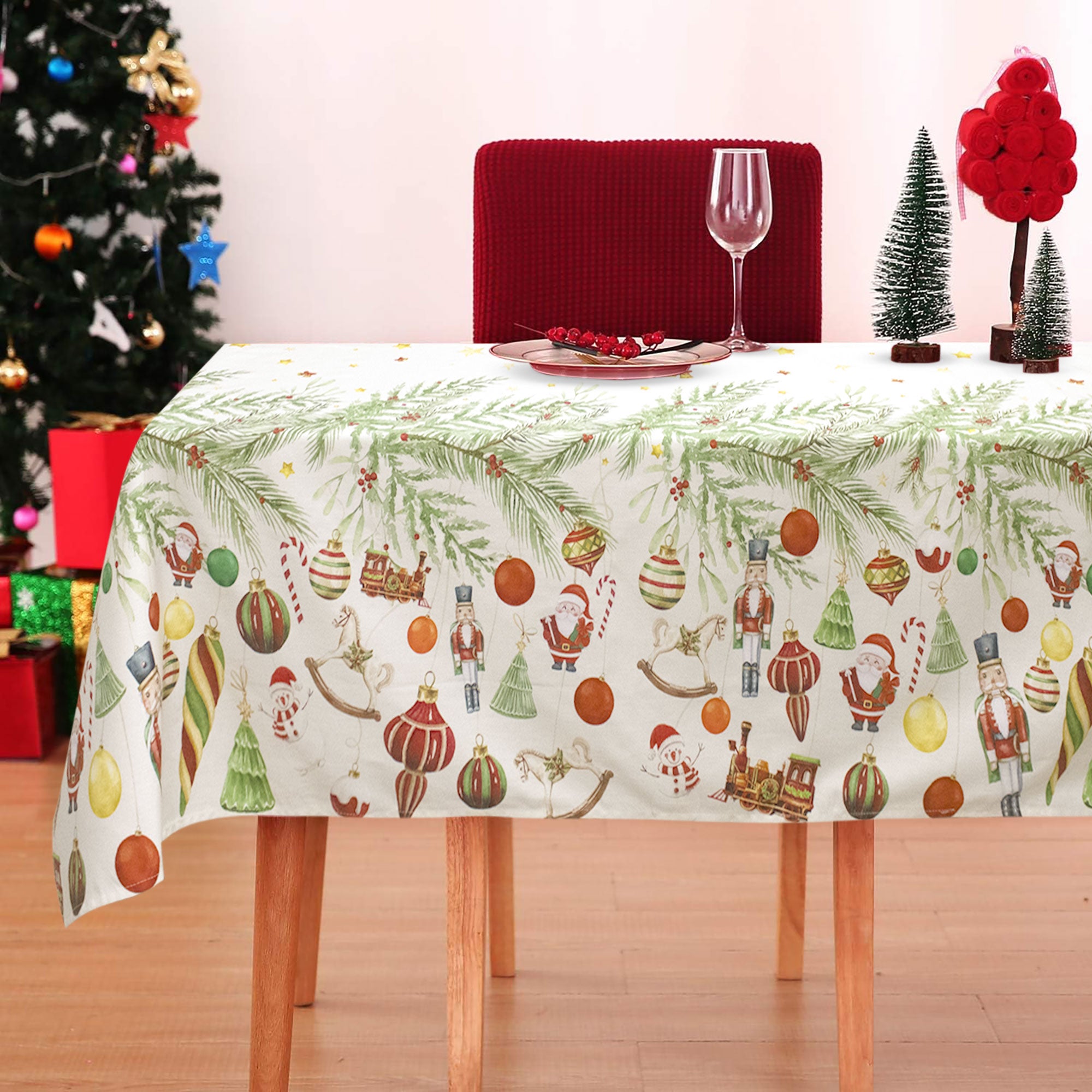 Tovaglia Natalizia 24 posti copritavolo cotone stampato Decori di Natale 7006