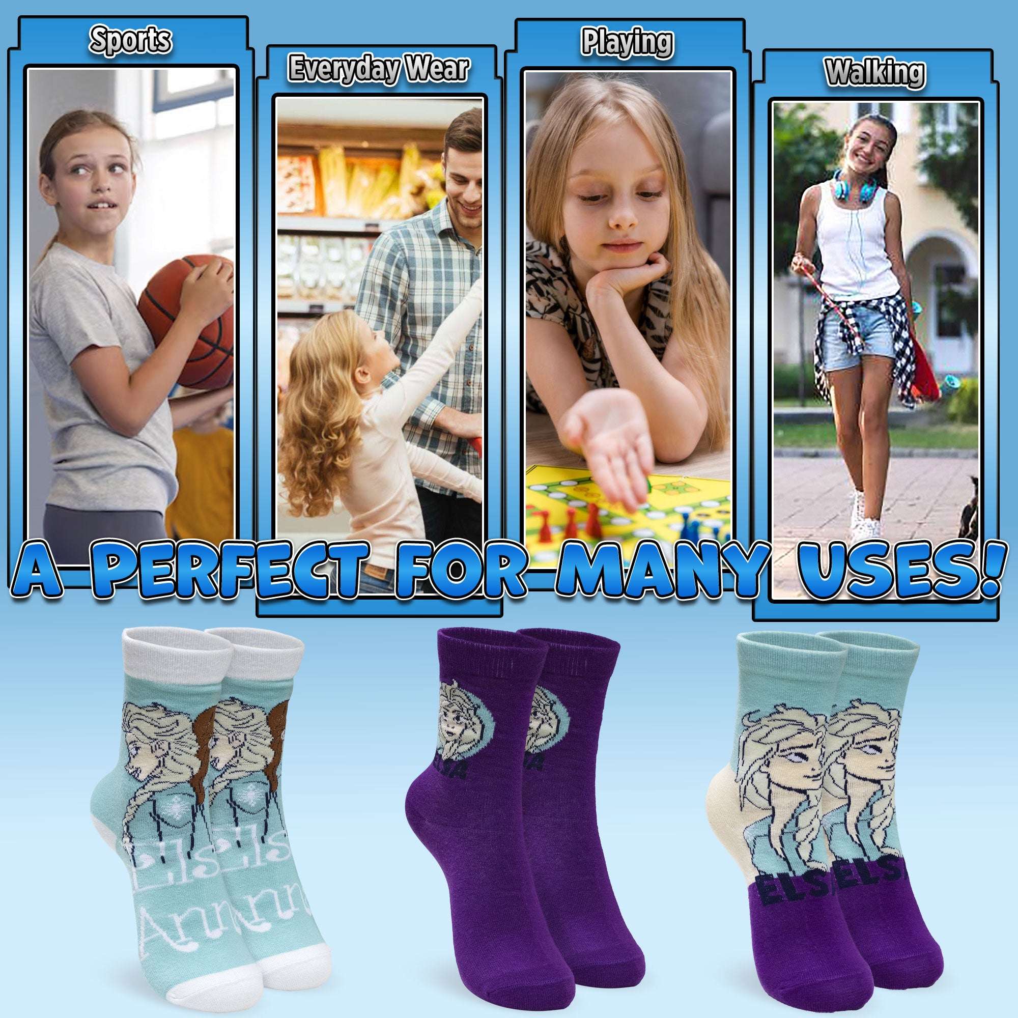 Calzini bambina Disney Frozen Elsa e Anna set 3 paia in cotone 7020