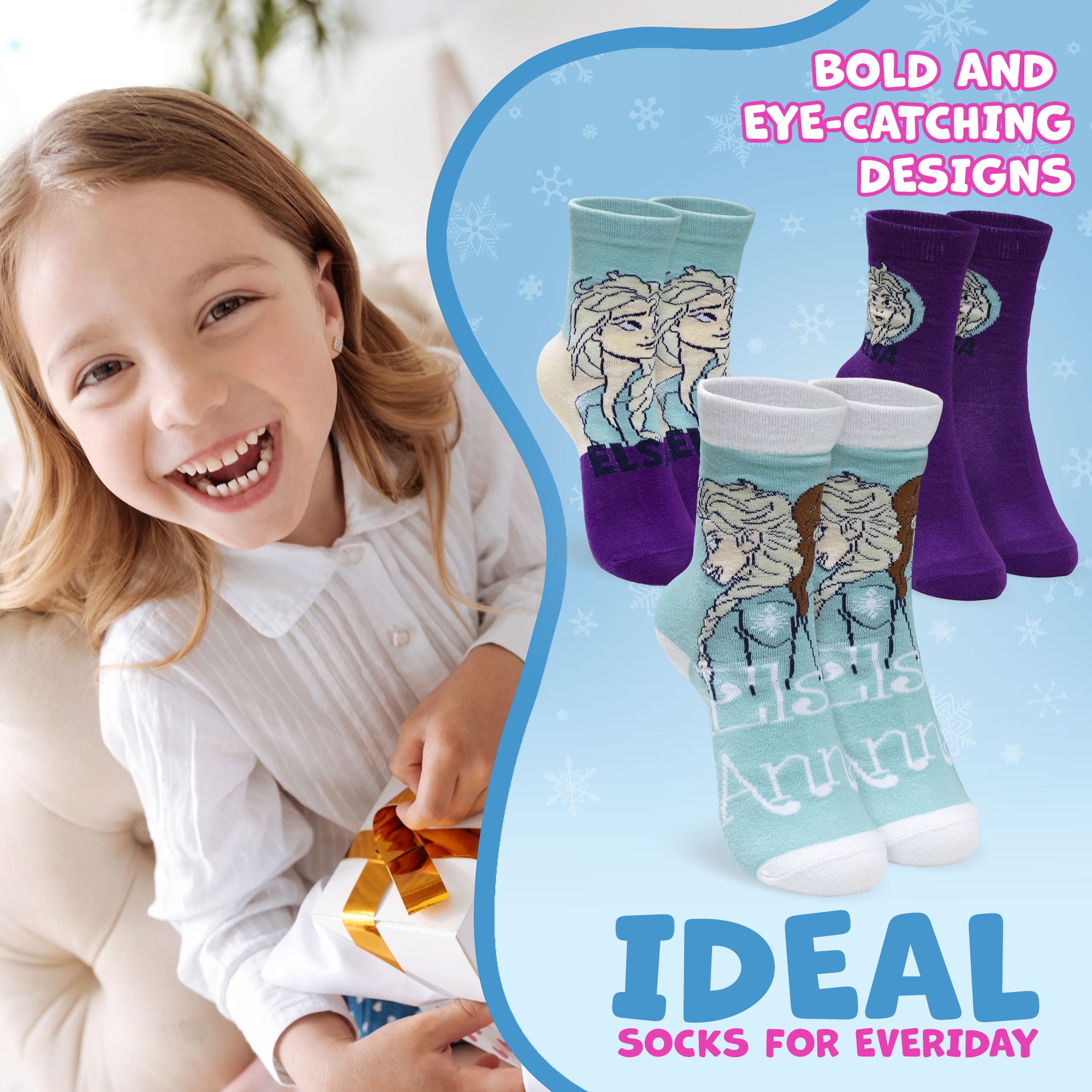 Calzini bambina Disney Frozen Elsa e Anna set 3 paia in cotone 7020