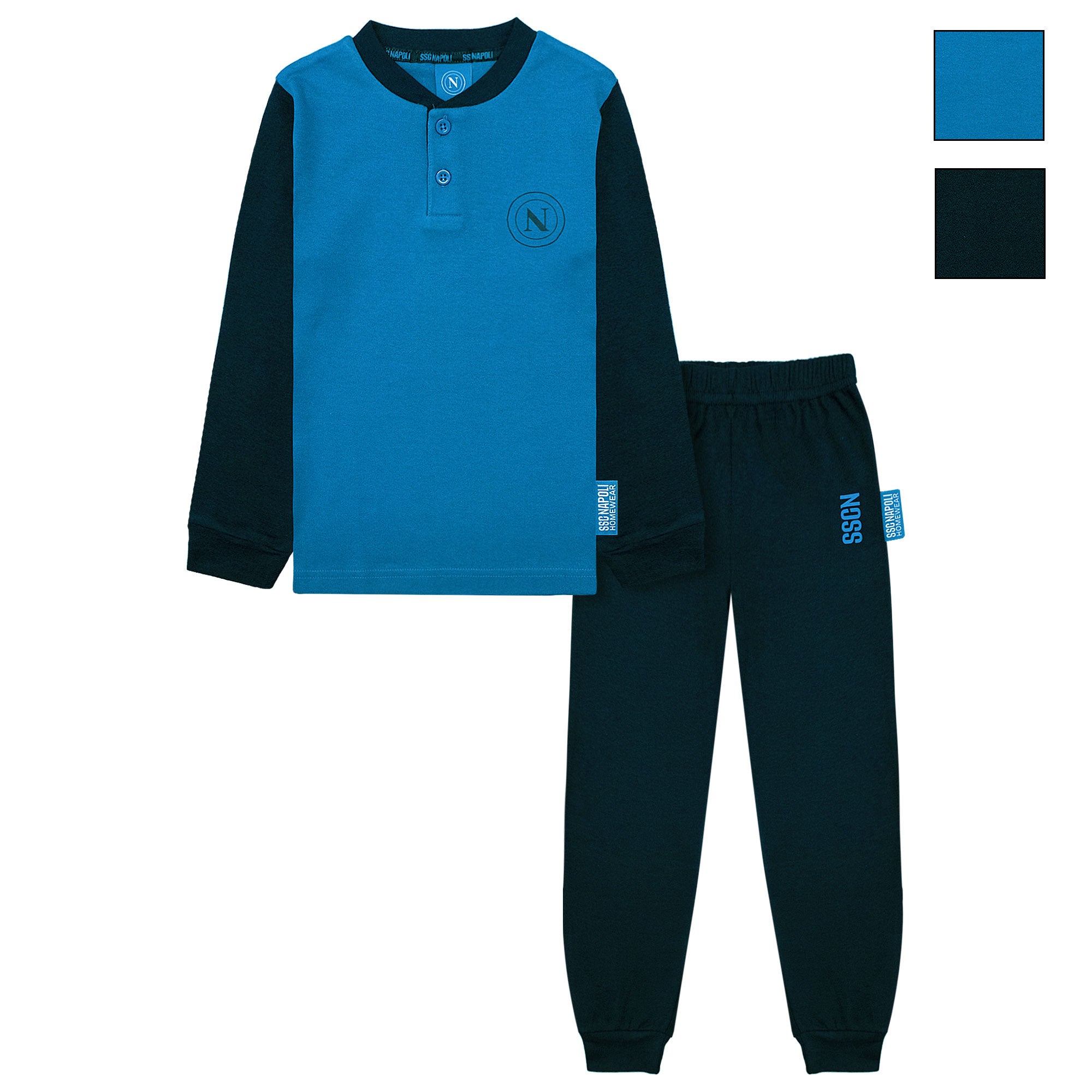 Pigiama SSC Napoli in caldo cotone a maniche lunghe per bambino e adulto 7024