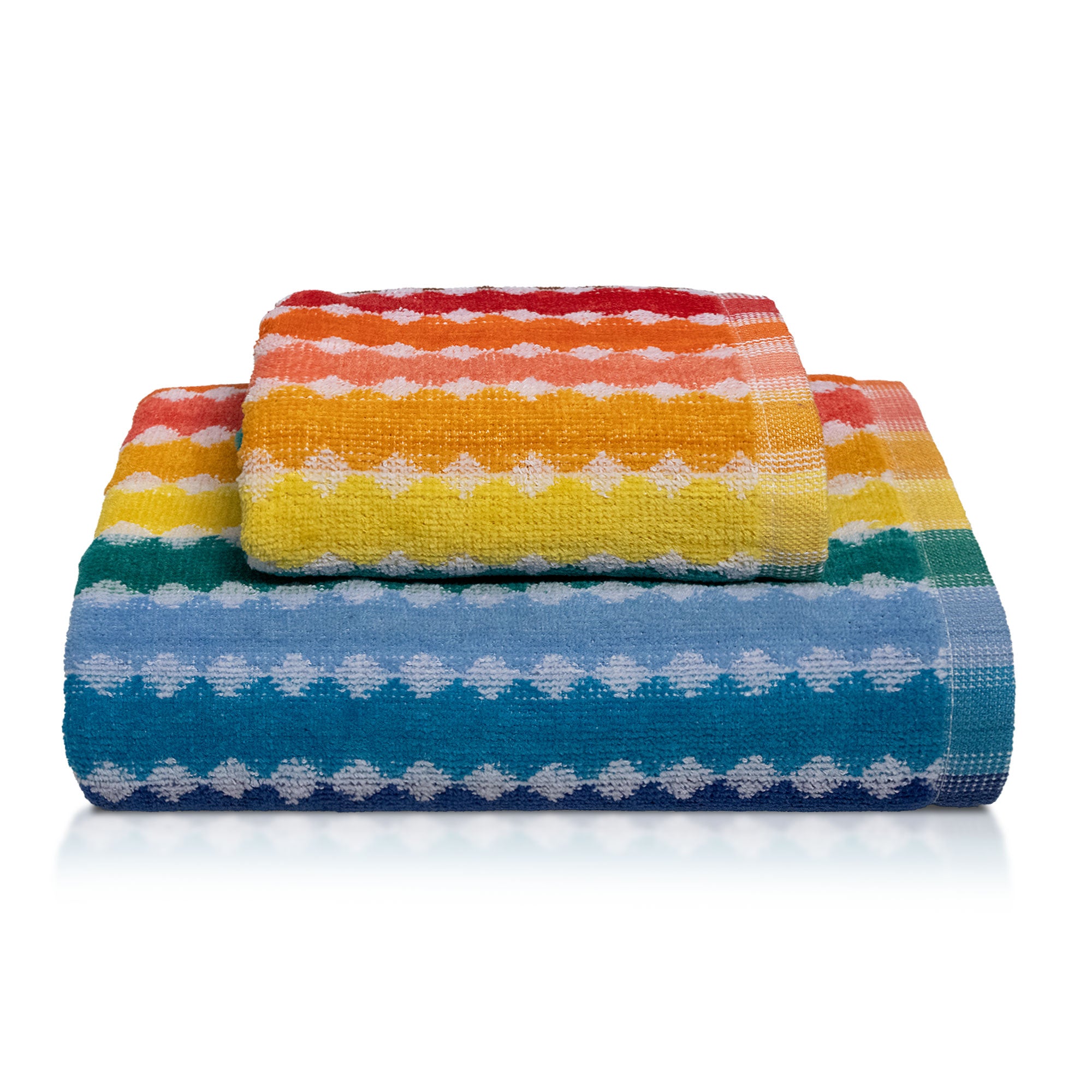 Asciugamani bagno Set 1+1 in spugna cinigliata e velluto Viso e Ospite 7033