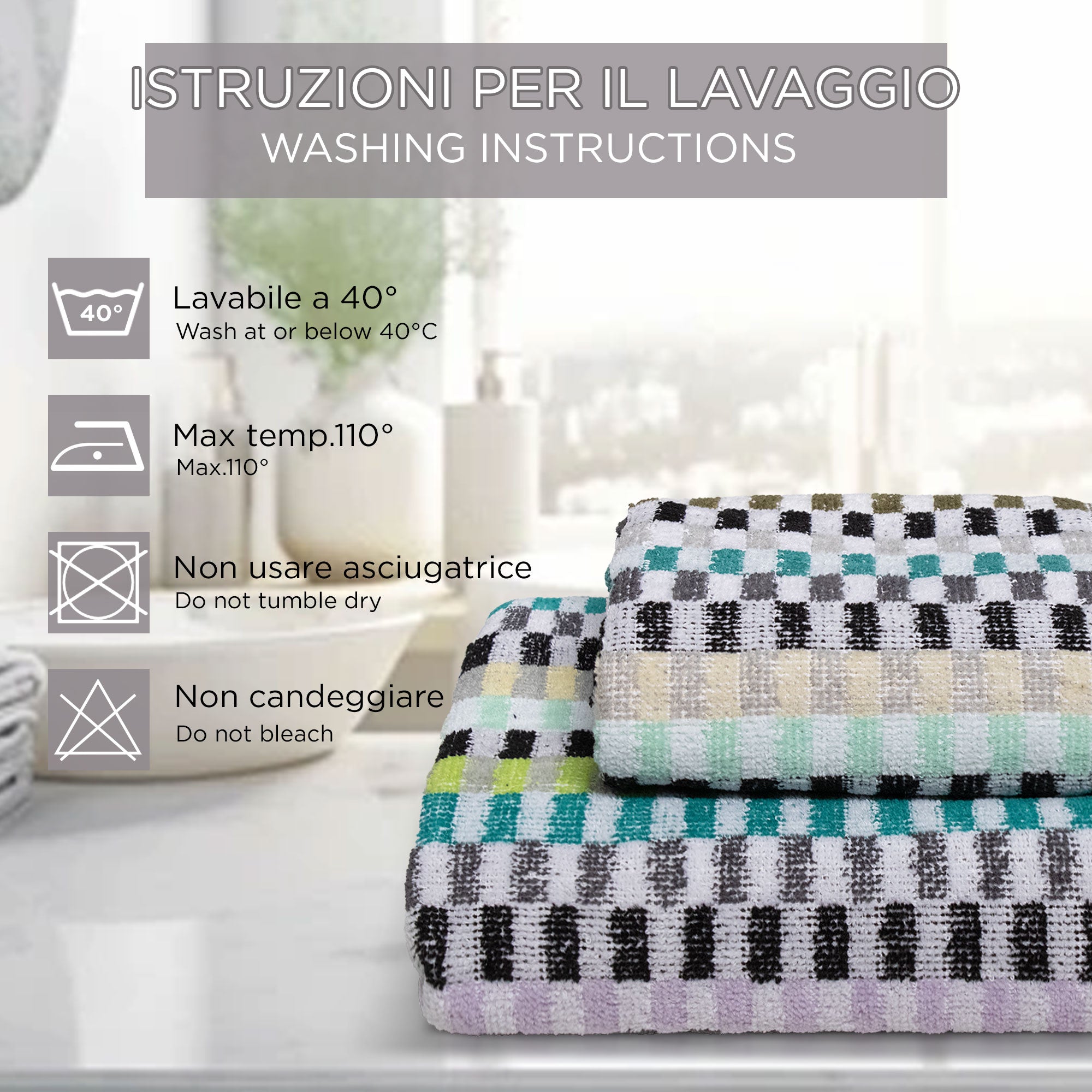 Asciugamani bagno Set 1+1 in spugna cinigliata e velluto Viso e Ospite 7033