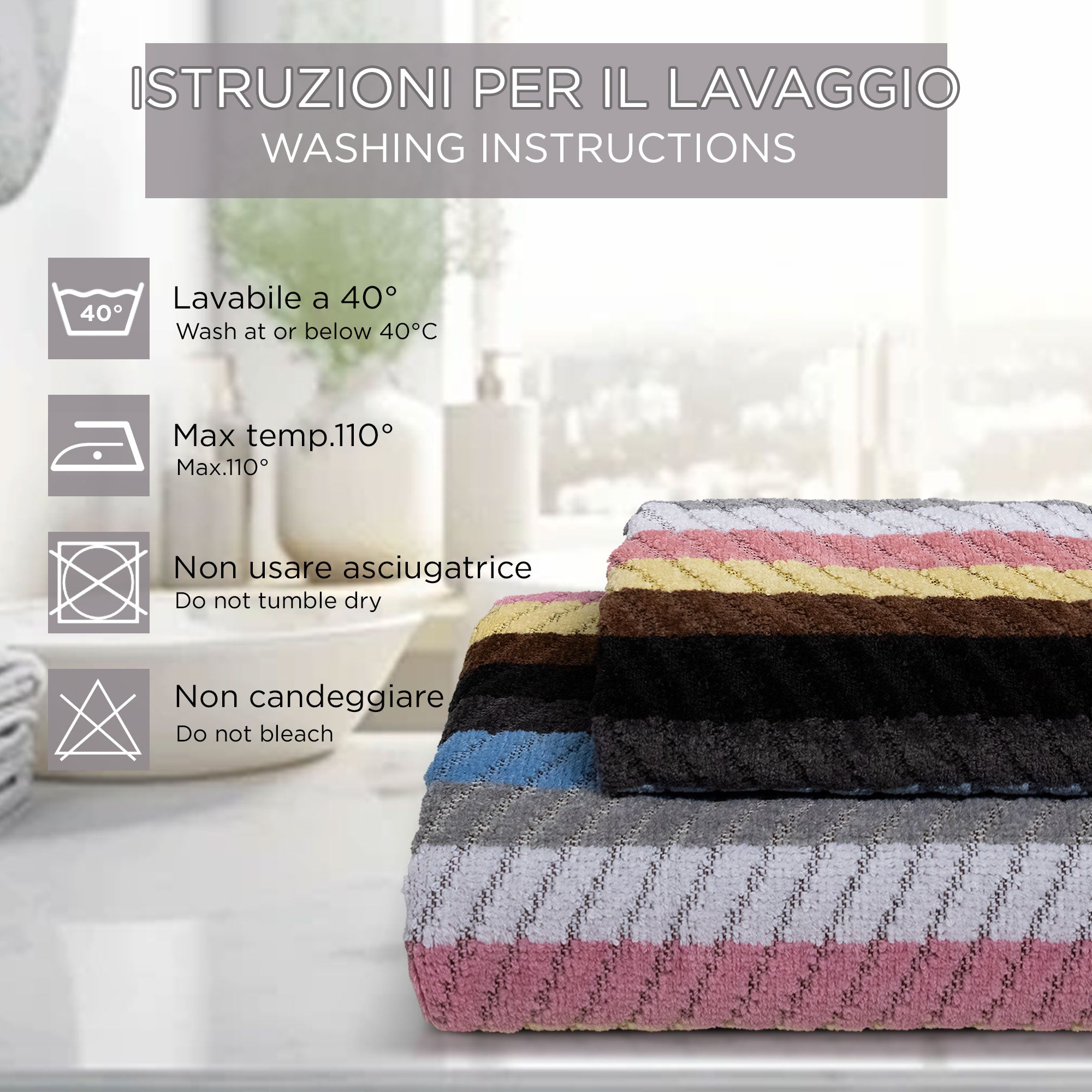 Asciugamani bagno Set 1+1 in spugna cinigliata e velluto Viso e Ospite 7033