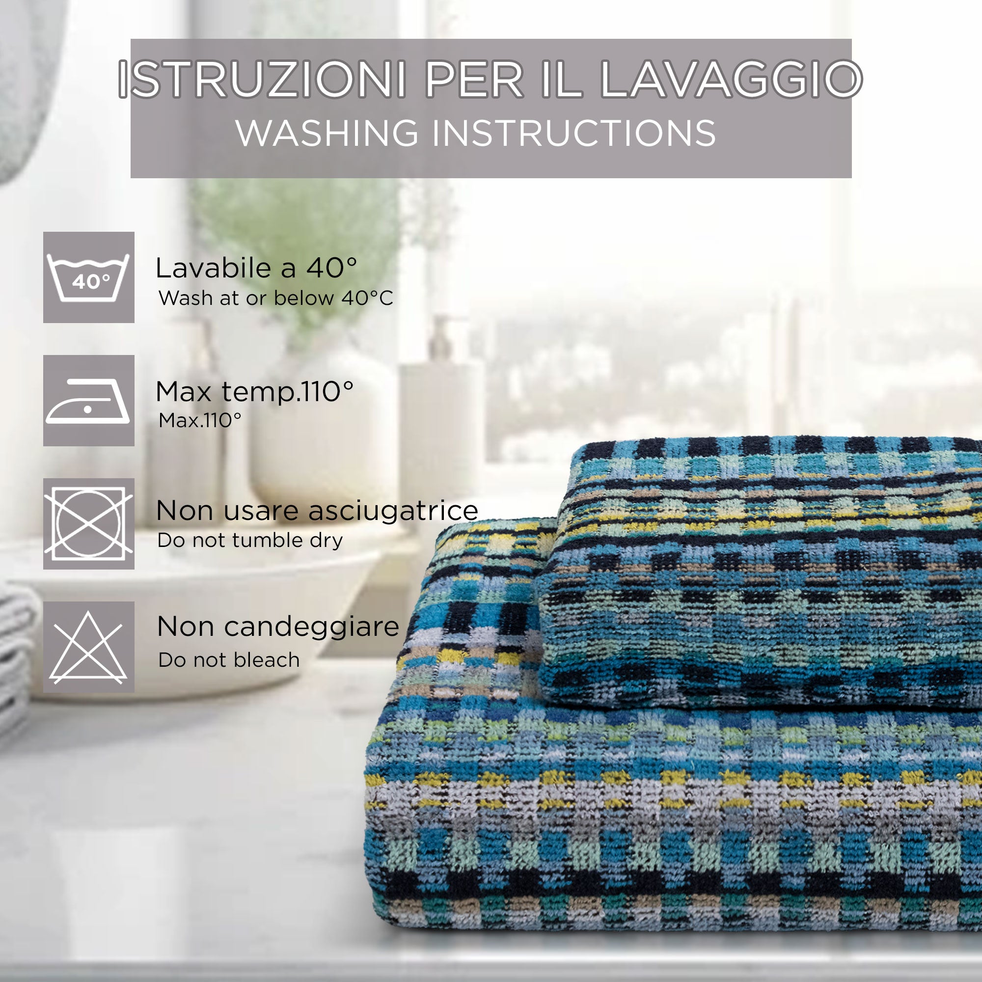 Asciugamani bagno Set 1+1 in spugna cinigliata e velluto Viso e Ospite 7033