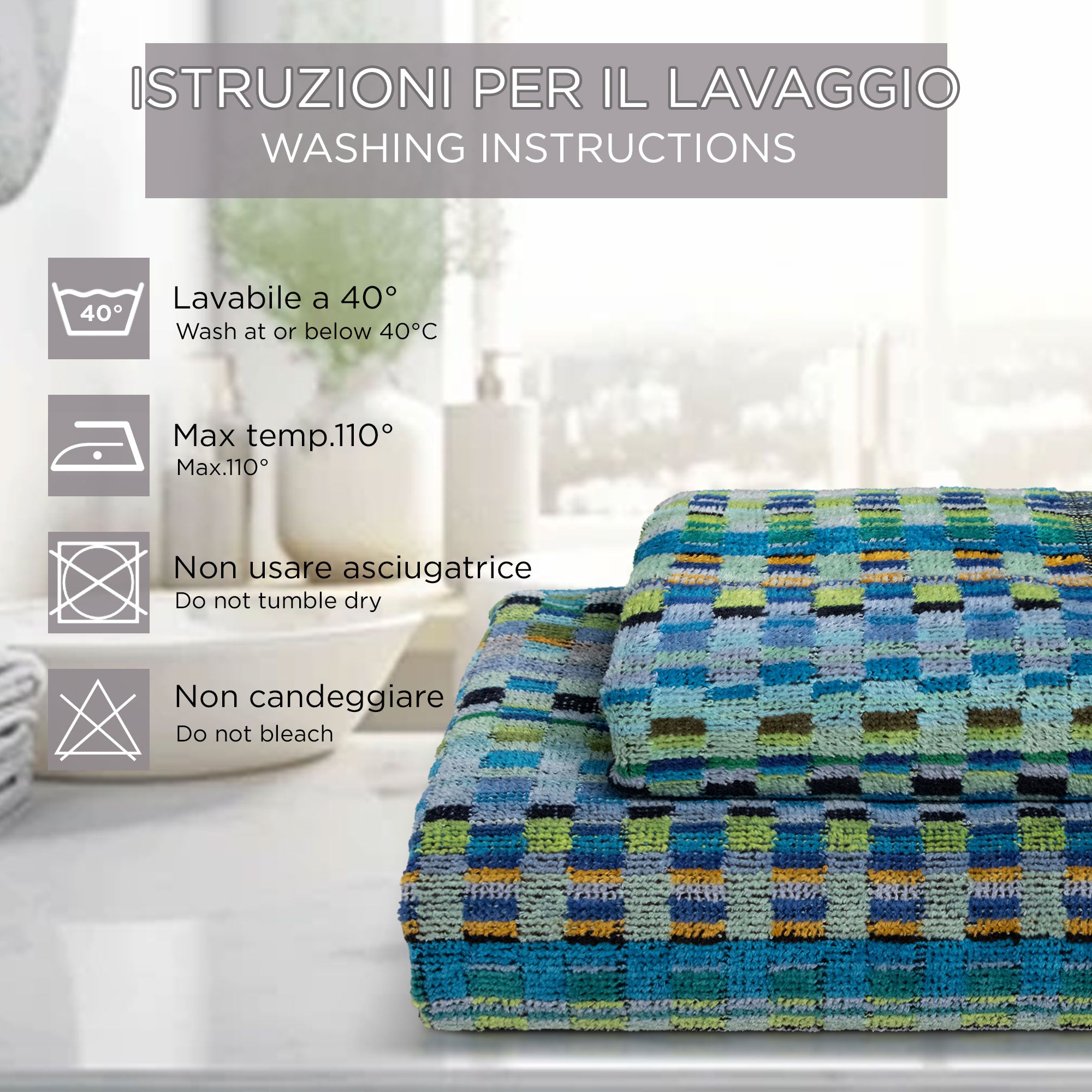 Asciugamani bagno Set 1+1 in spugna cinigliata e velluto Viso e Ospite 7033