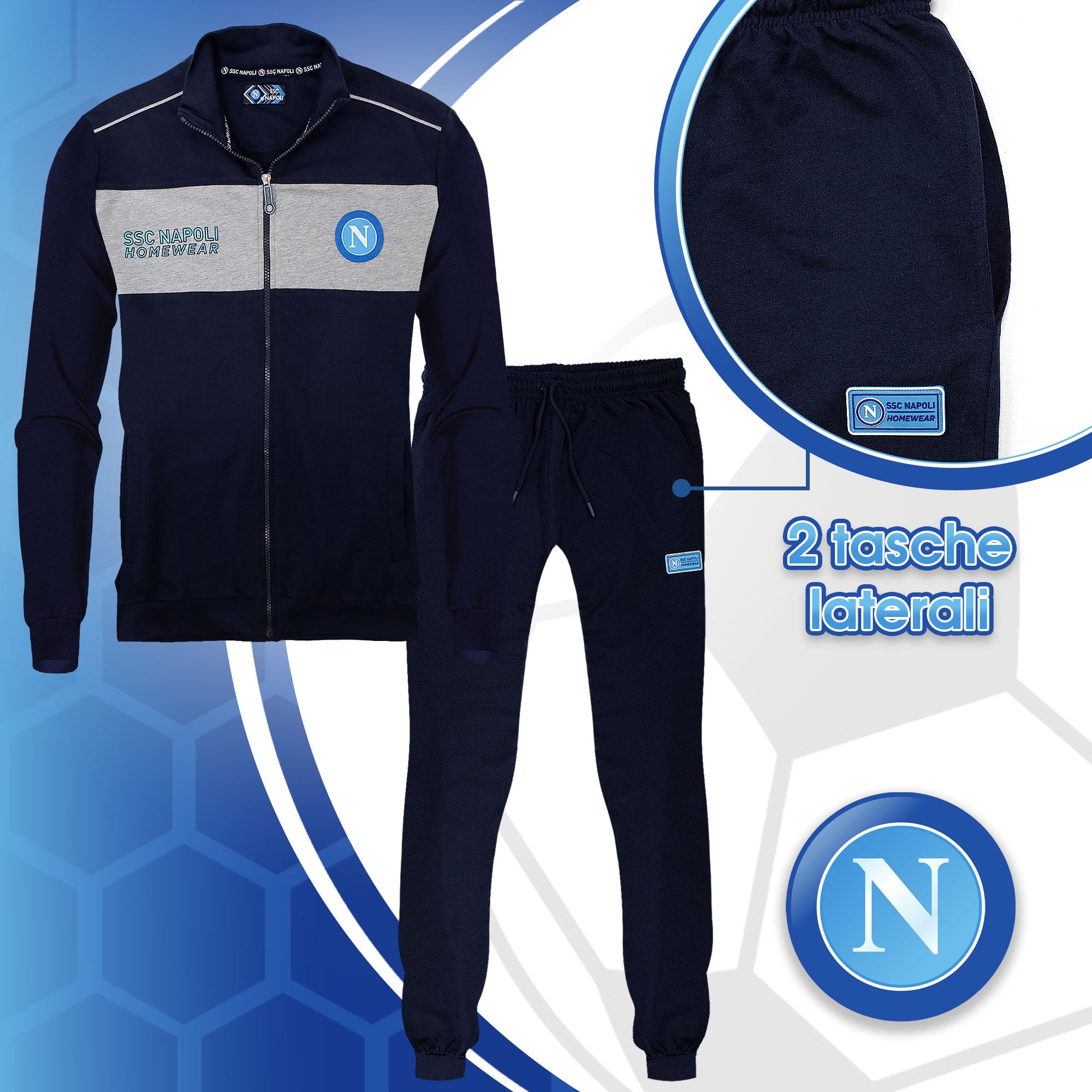 SSC Napoli cotton long sleeve tracksuit for adults zip sweatshirt