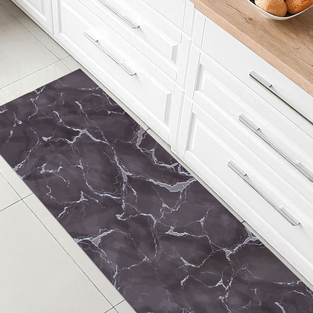 Non-slip kitchen runner rug by the meter marble effect 7040