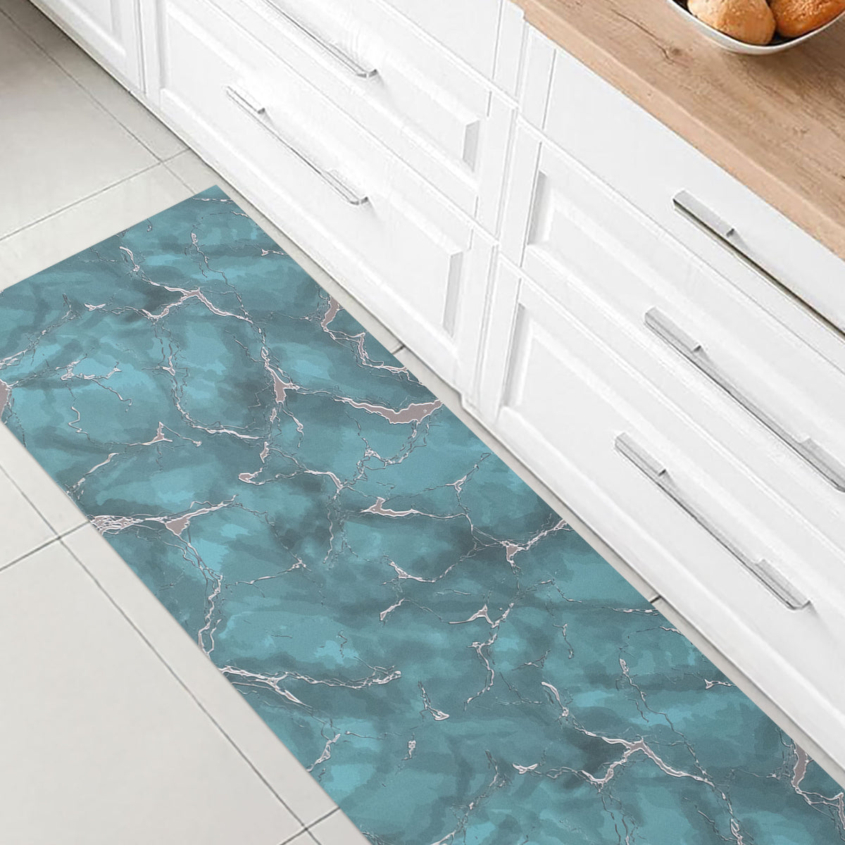 Non-slip kitchen runner rug by the meter marble effect 7040