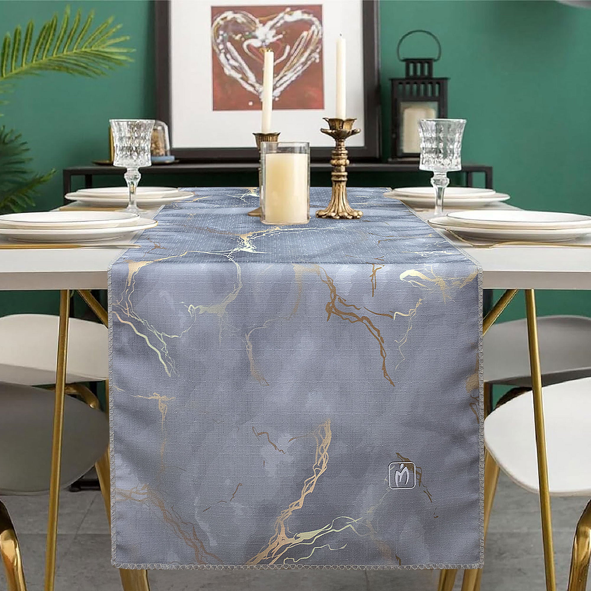 Runner Natalizio Grigio Argentato – 40x140 Cm – Decorazione Tavola Natale Con Ricami Fiocchi Di Neve – Poliestere
