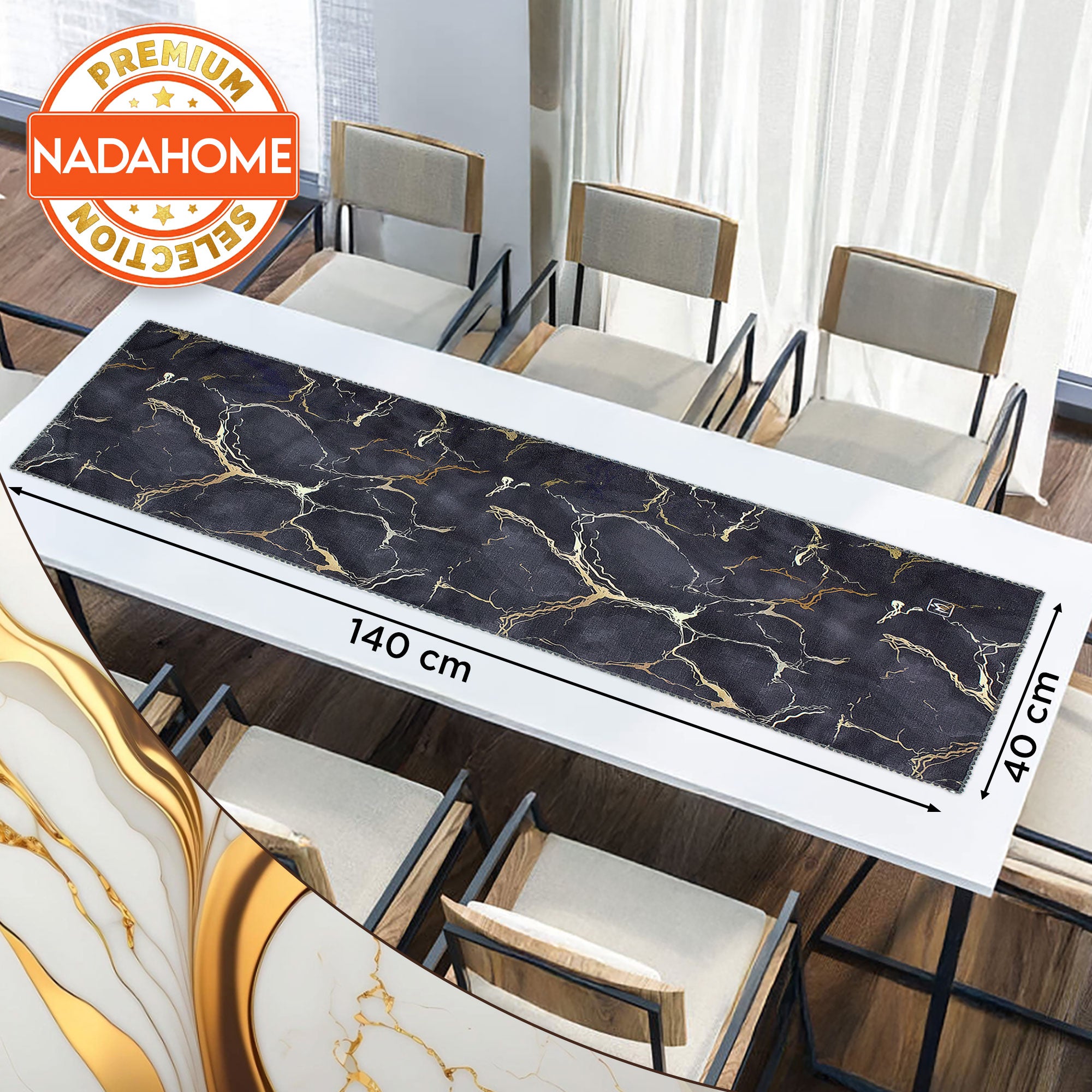 Runner tavola effetto marmo stampa digitale marmorizzato moderno 40x140cm 7045