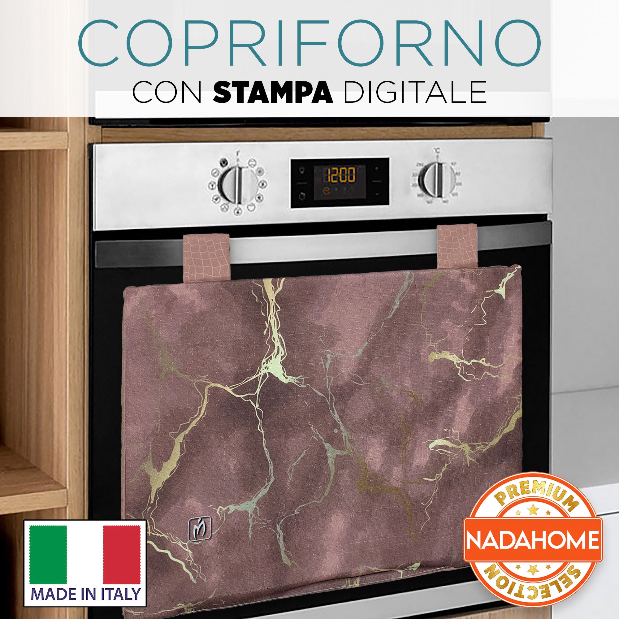 Set Copriforno e Coprifornelli cucina imbottiti effetto marmo marmorizzato 7046