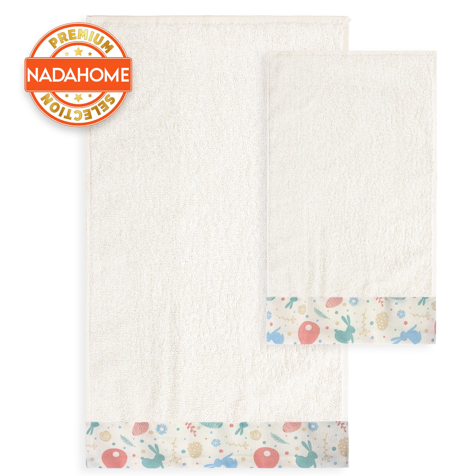 Asciugamani Pasquali Bagno set 1+1 in Spugna di Cotone Decoro Pasqua 7054