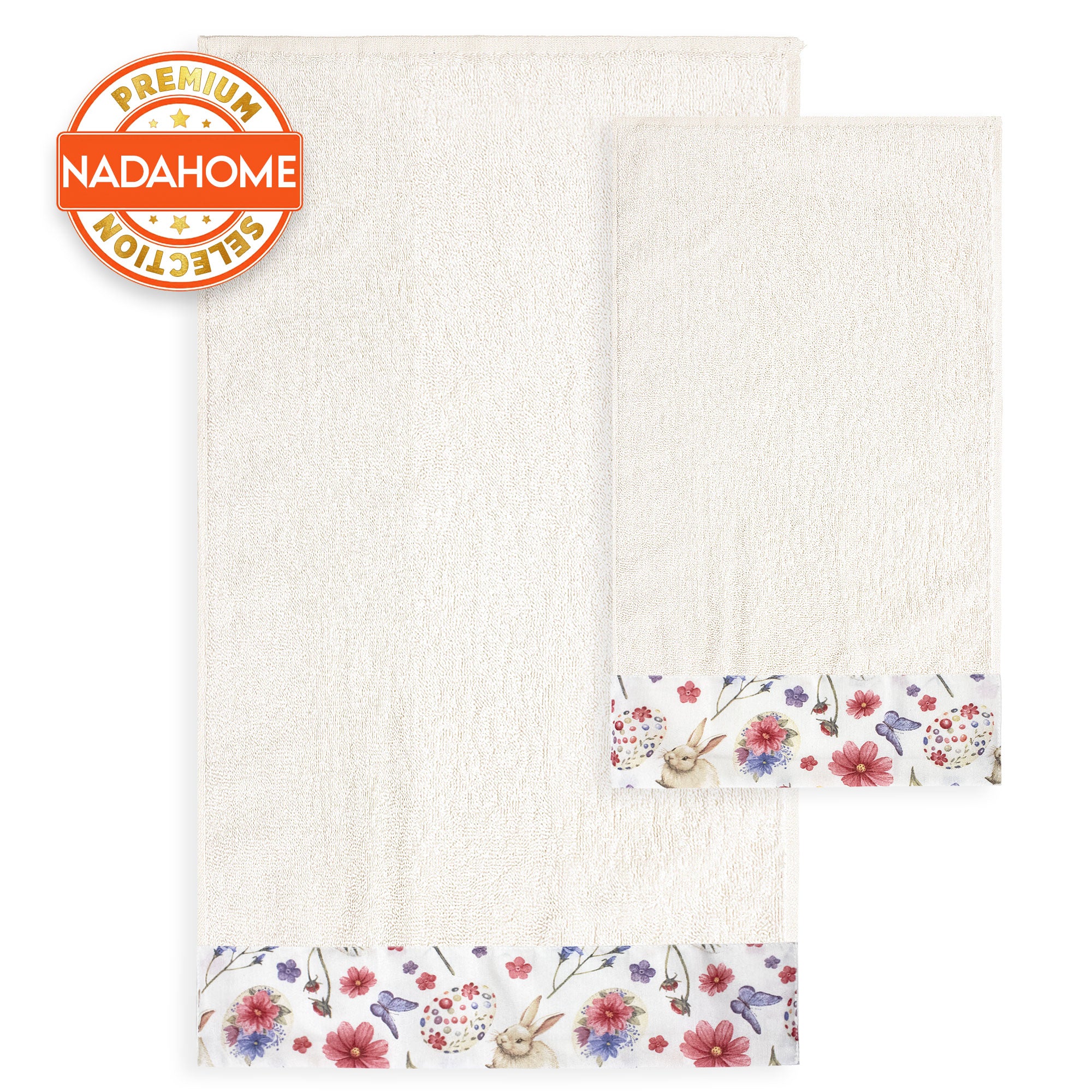 Asciugamani Pasquali Bagno set 1+1 in Spugna di Cotone Decoro Pasqua 7054