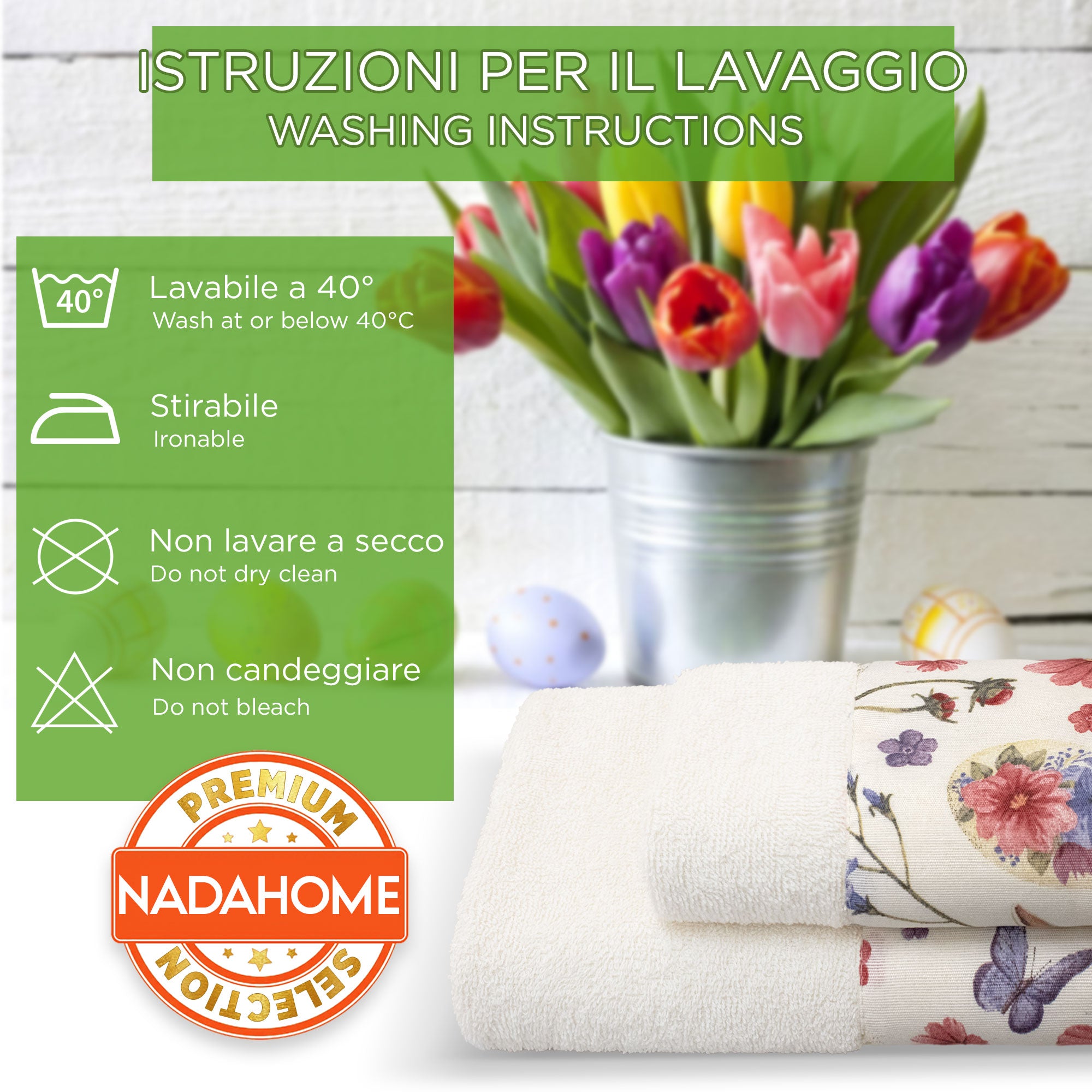 Asciugamani Pasquali Bagno set 1+1 in Spugna di Cotone Decoro Pasqua 7054