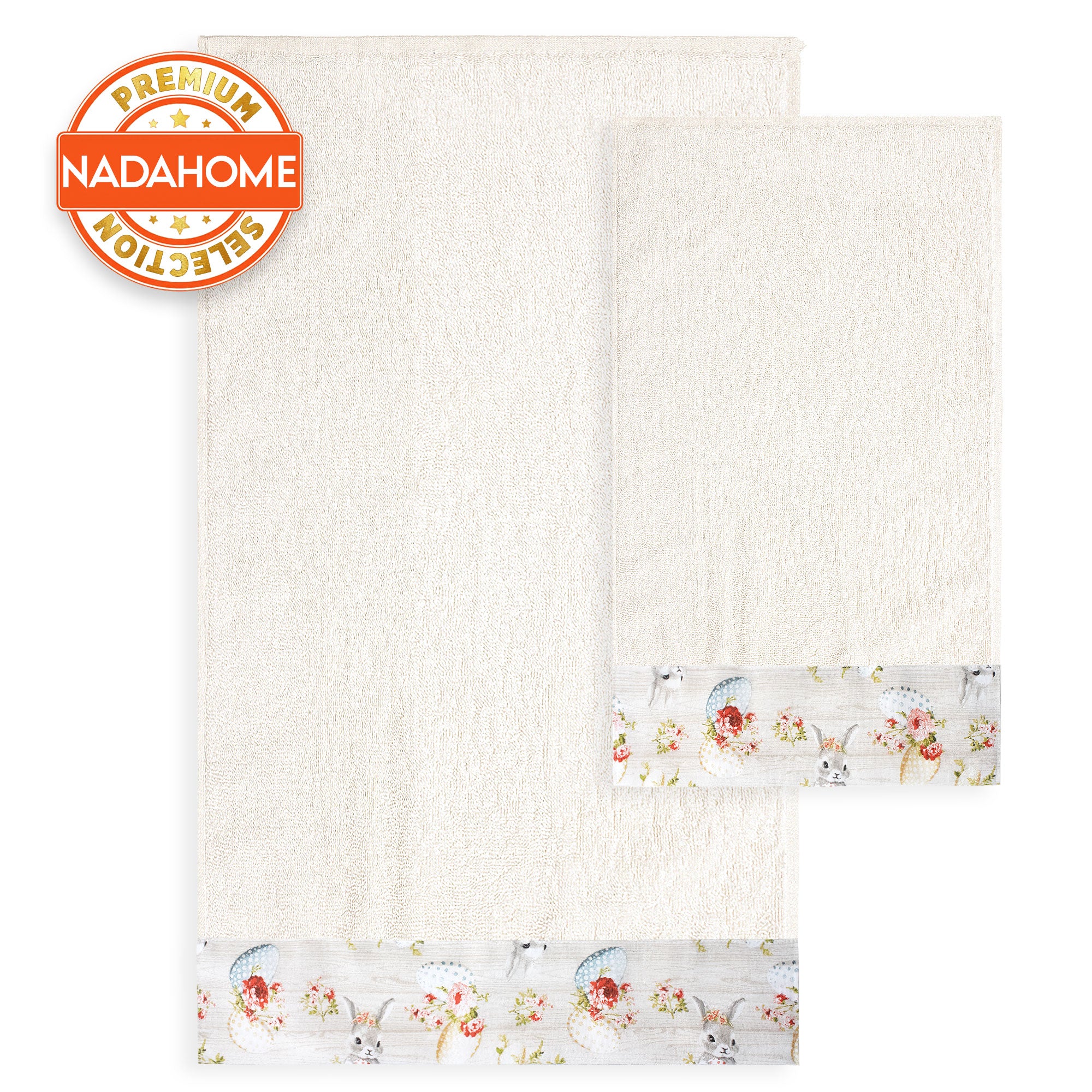 Asciugamani Pasquali Bagno set 1+1 in Spugna di Cotone Decoro Pasqua 7054