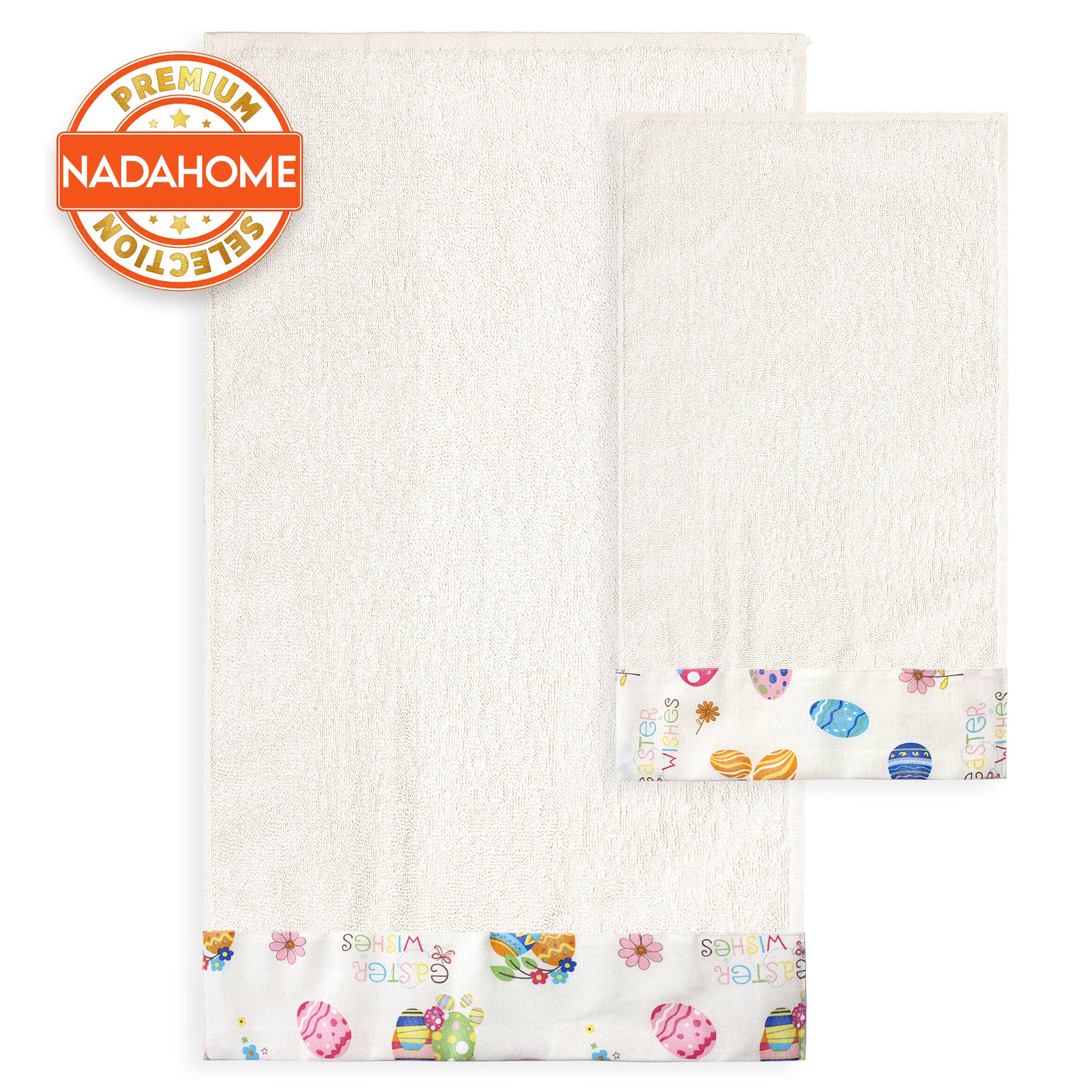 Asciugamani Pasquali Bagno set 1+1 in Spugna di Cotone Decoro Pasqua 7054