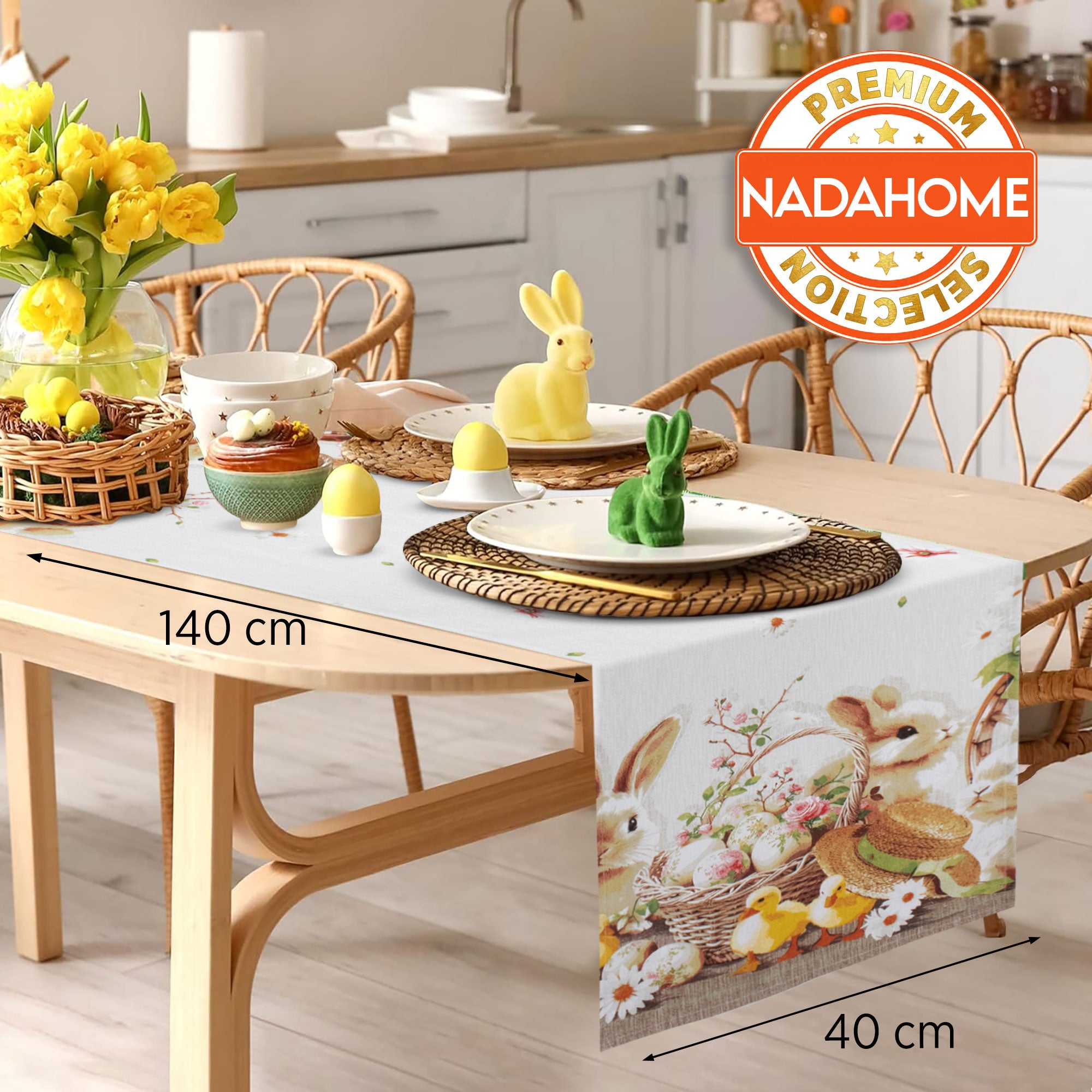 Runner Pasquale Centrotavola Pasqua primavierile 40x140cm in cotone 7060