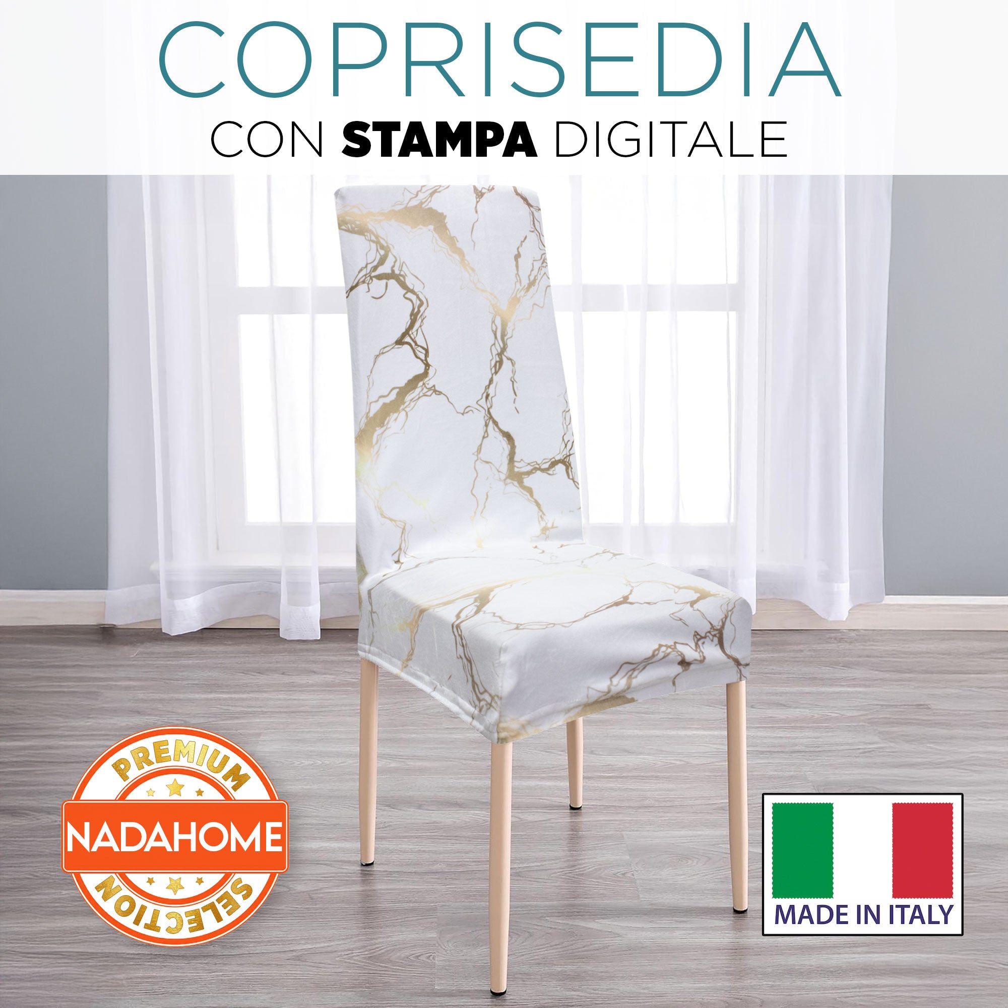 Coprisedia effetto marmo Velour elastico 2 pezzi Vesti sedia marmorizzato 7072
