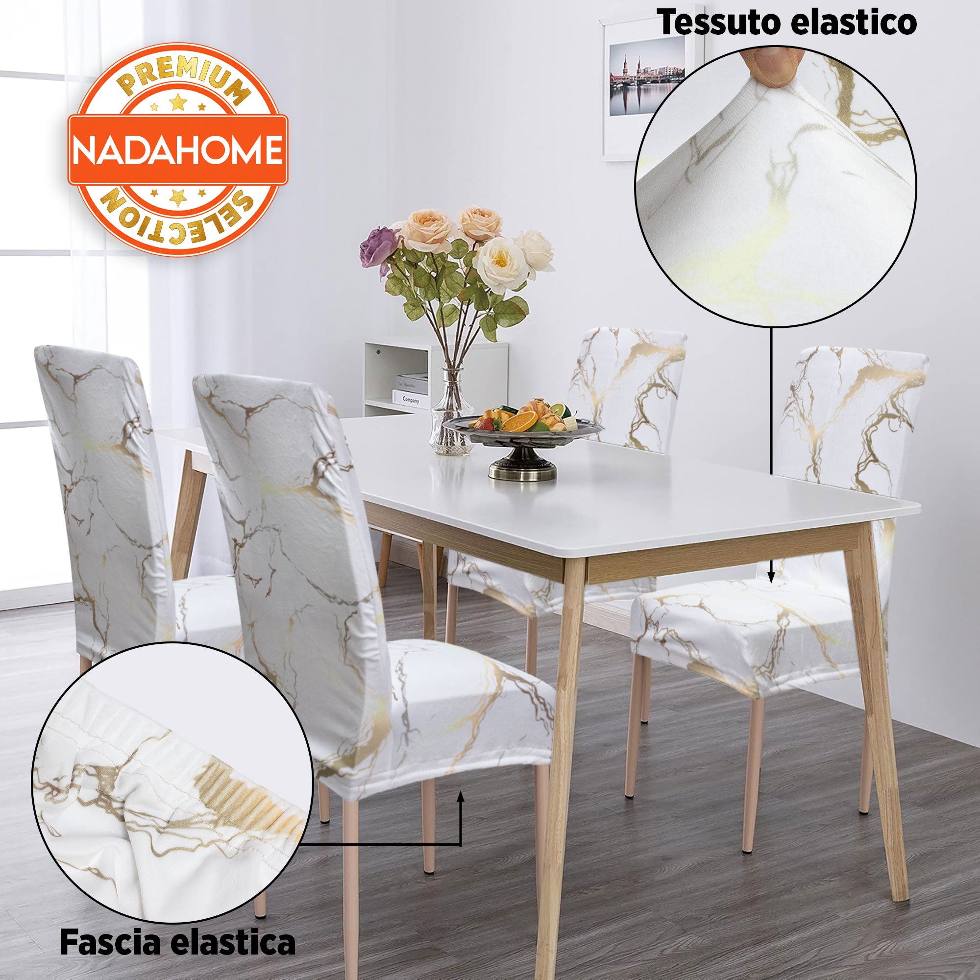Coprisedia effetto marmo Velour elastico 2 pezzi Vesti sedia marmorizzato 7072