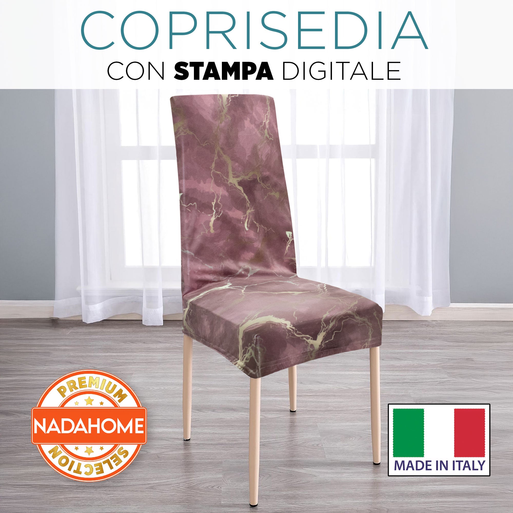 Coprisedia effetto marmo Velour elastico 2 pezzi Vesti sedia marmorizzato 7072