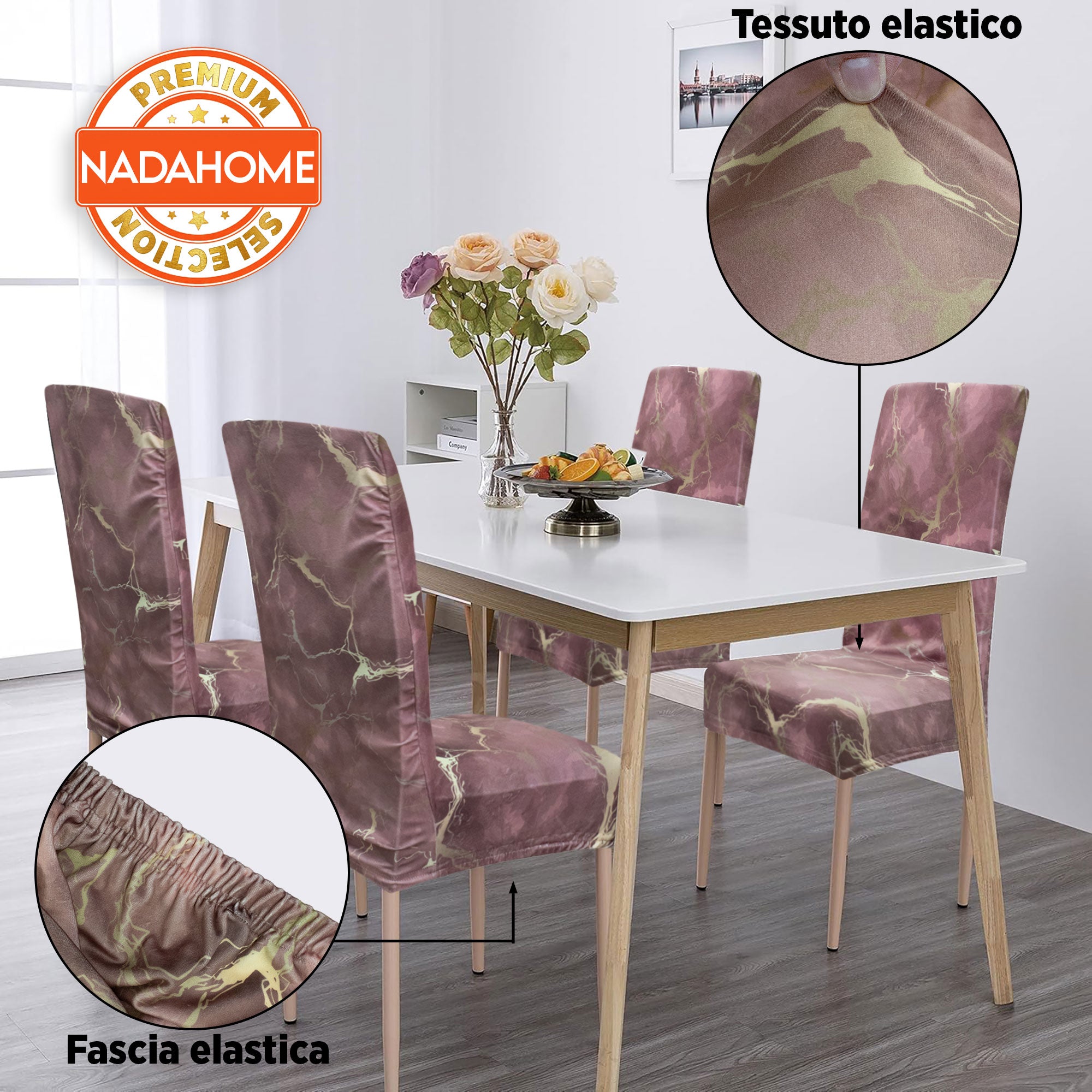 Coprisedia effetto marmo Velour elastico 2 pezzi Vesti sedia marmorizzato 7072
