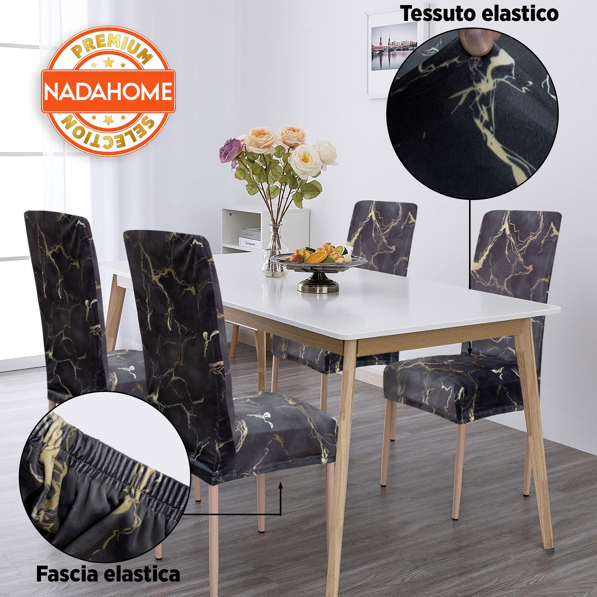 Coprisedia effetto marmo Velour elastico 2 pezzi Vesti sedia marmorizzato 7072