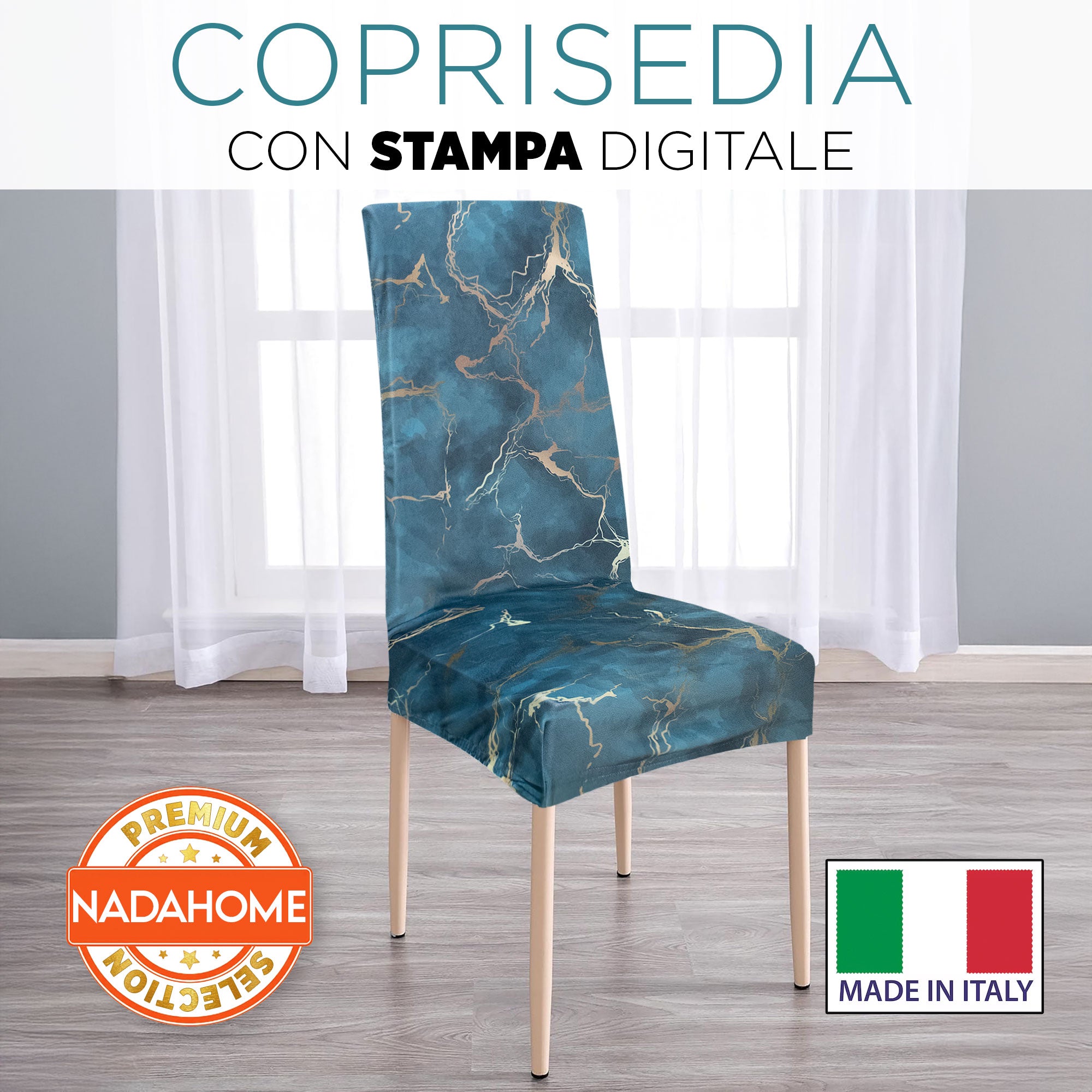 Coprisedia effetto marmo Velour elastico 2 pezzi Vesti sedia marmorizzato 7072