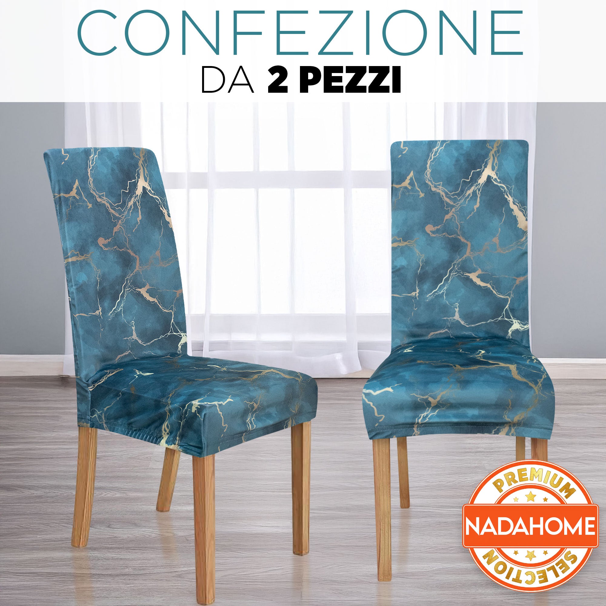 Coprisedia effetto marmo Velour elastico 2 pezzi Vesti sedia marmorizzato 7072
