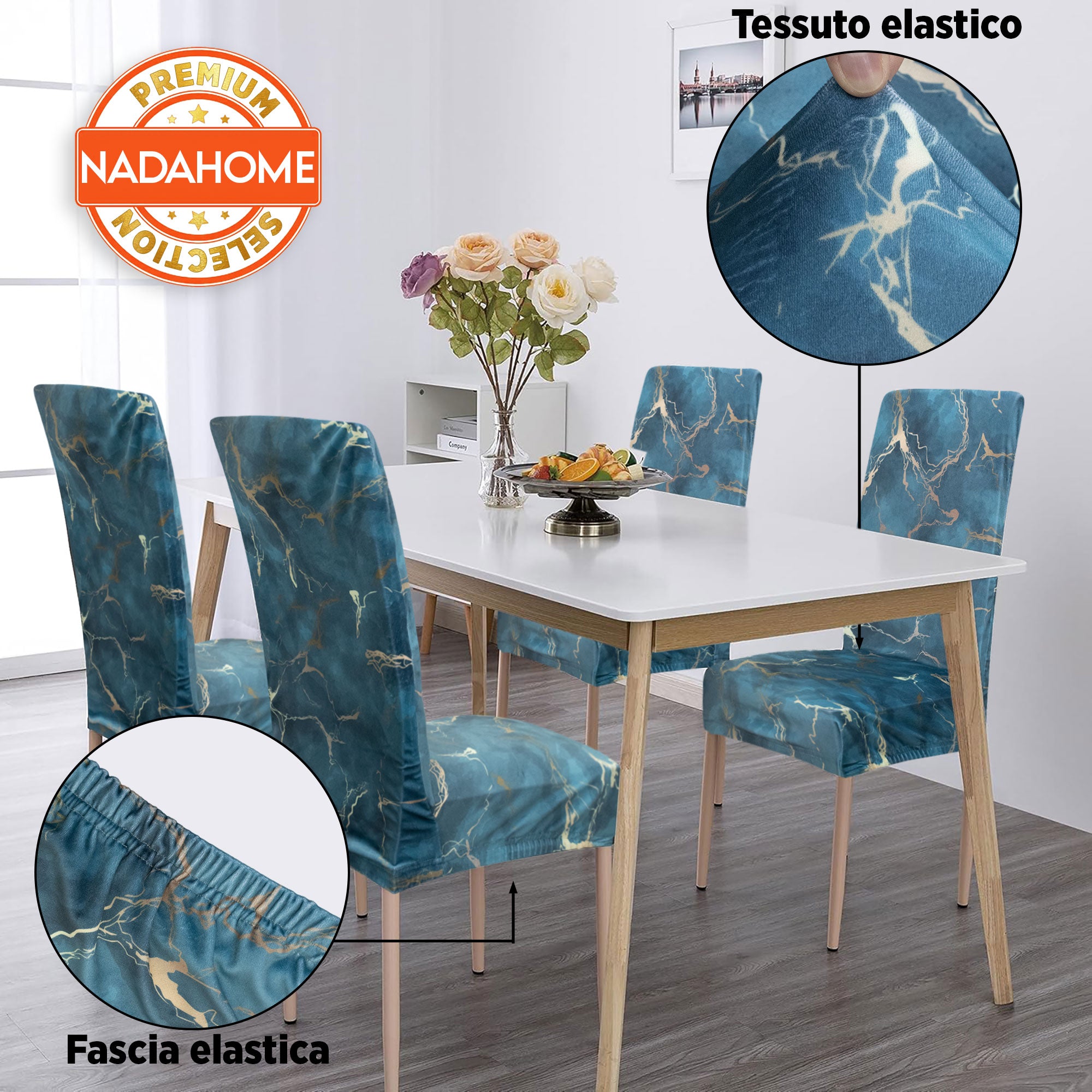 Coprisedia effetto marmo Velour elastico 2 pezzi Vesti sedia marmorizzato 7072