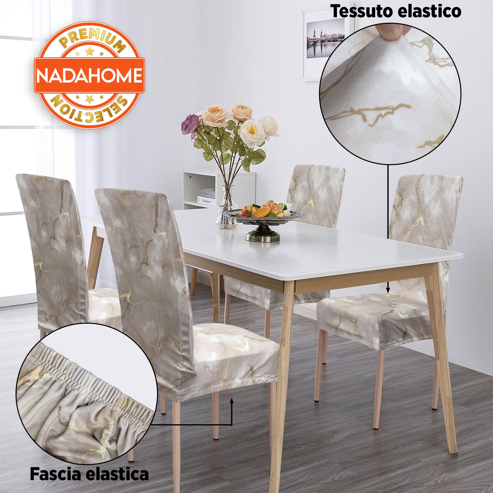 Coprisedia effetto marmo Velour elastico 2 pezzi Vesti sedia marmorizzato 7072